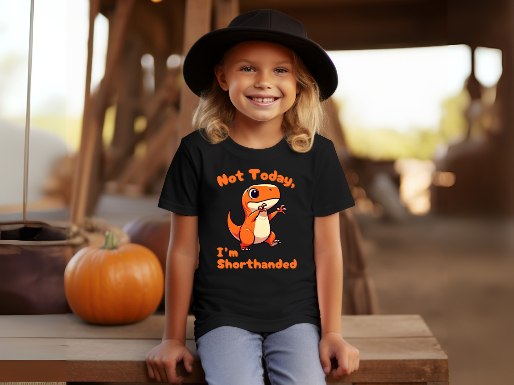 Orange Not Today, Im Shorthanded Youth Size T-Shirt Stem Tweens and Teens who Love Dinosaurs Tshirts