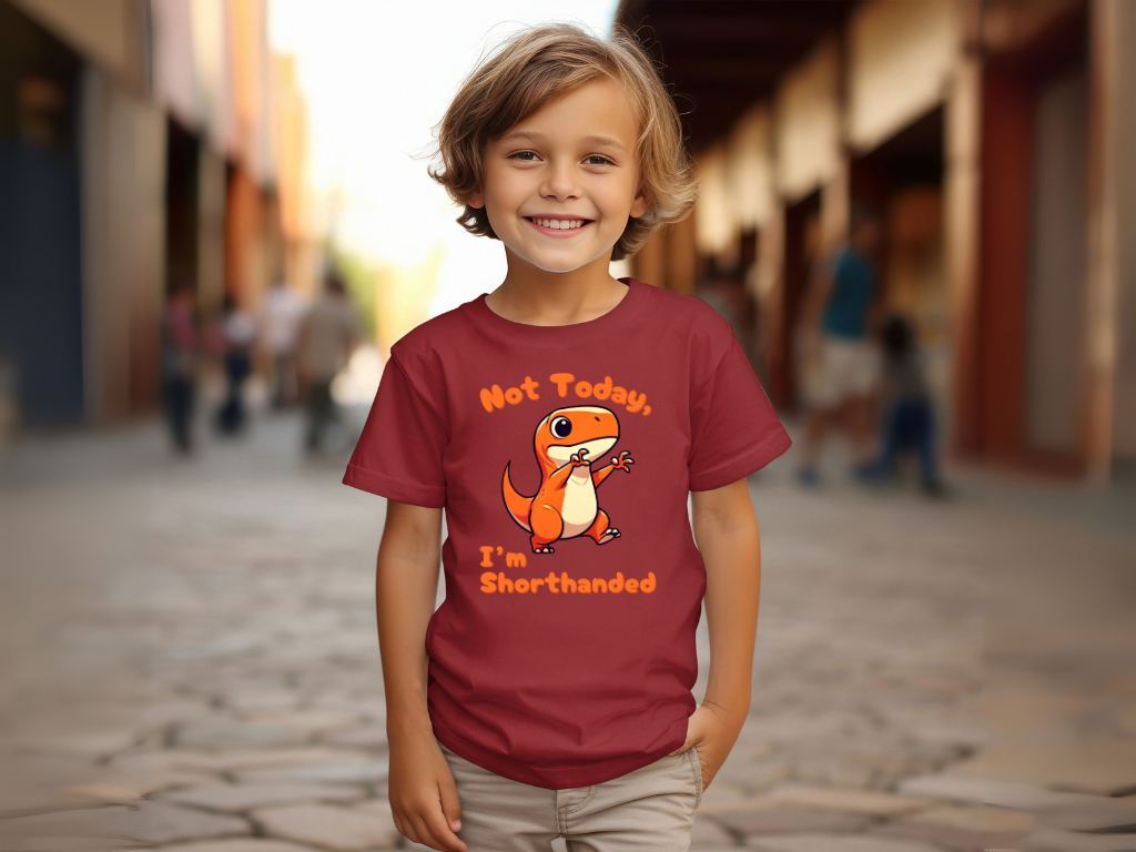 Orange Not Today, Im Shorthanded Youth Size T-Shirt Stem Tweens and Teens who Love Dinosaurs Tshirts