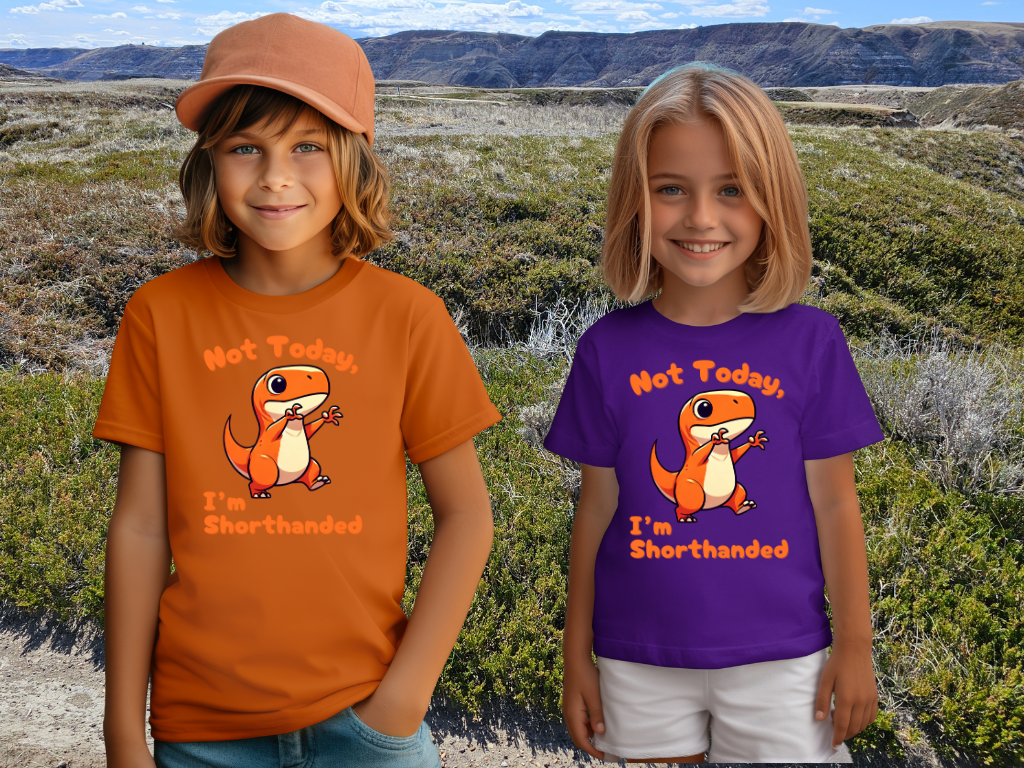 Orange Not Today, Im Shorthanded Youth Size T-Shirt Stem Tweens and Teens who Love Dinosaurs Tshirts