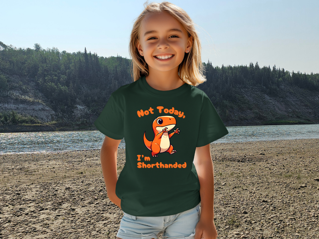 Orange Not Today, Im Shorthanded Youth Size T-Shirt Stem Tweens and Teens who Love Dinosaurs Tshirts