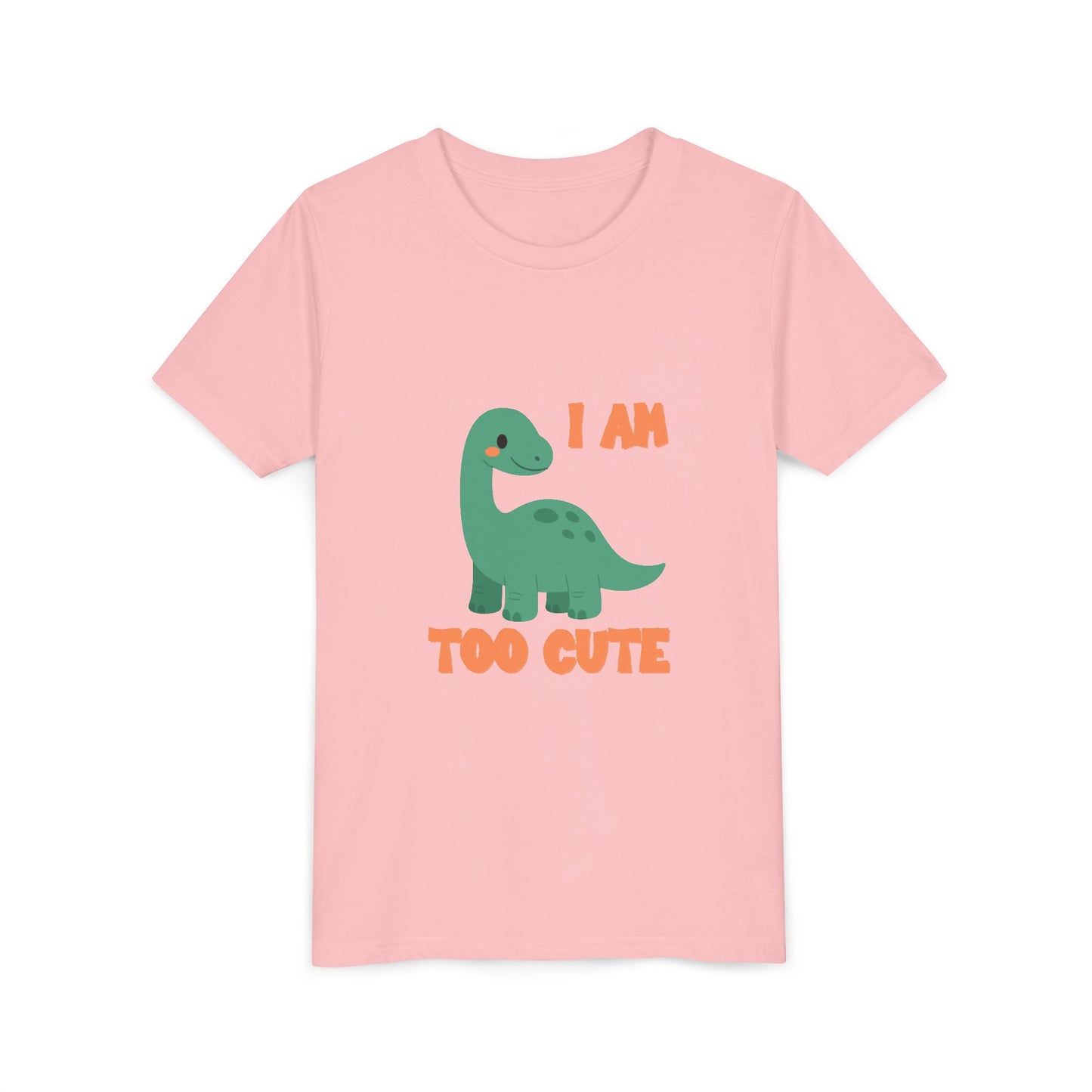 I AM TOO CUTE Youth Size T-Shirt for kids who love dinosaurs