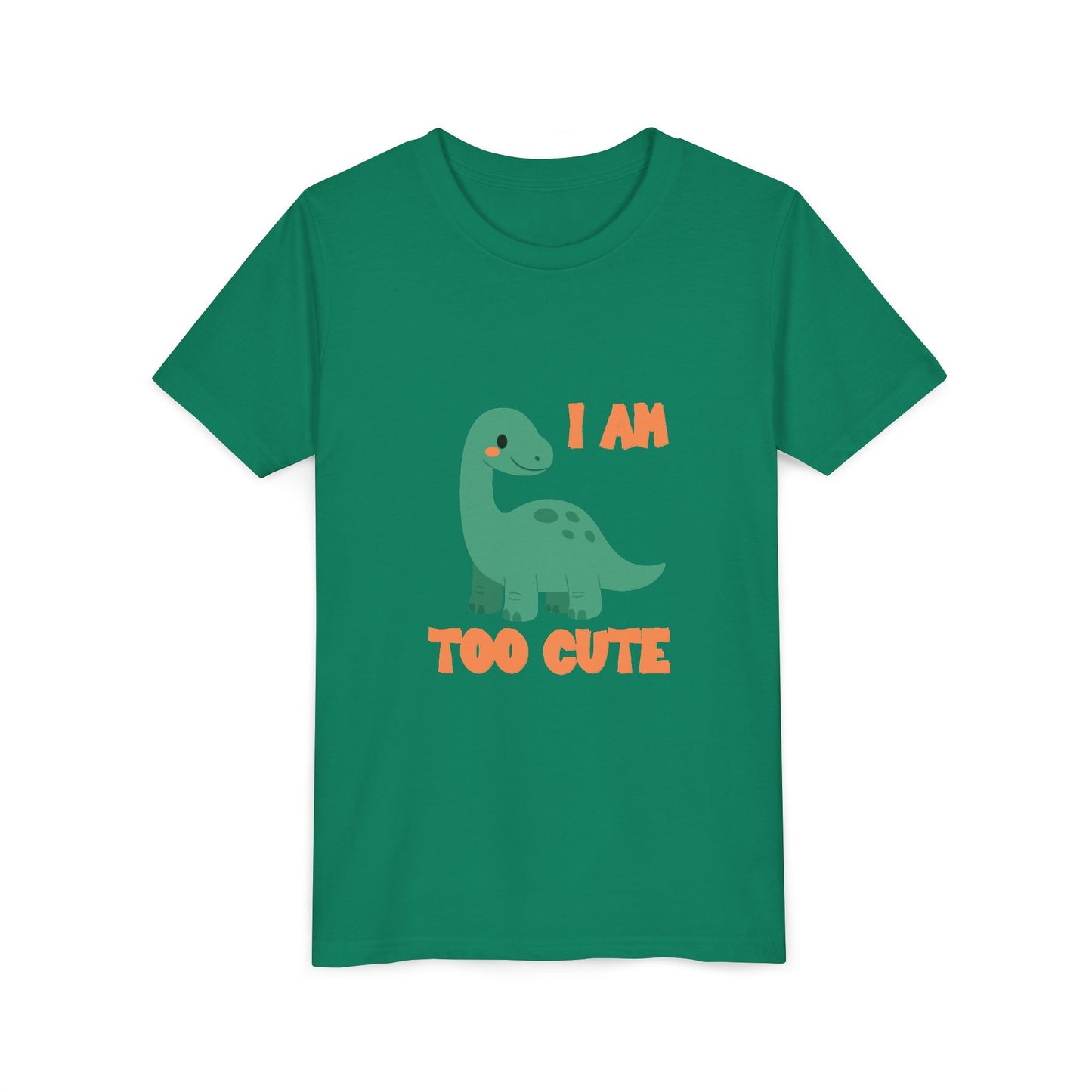 I AM TOO CUTE Youth Size T-Shirt for kids who love dinosaurs