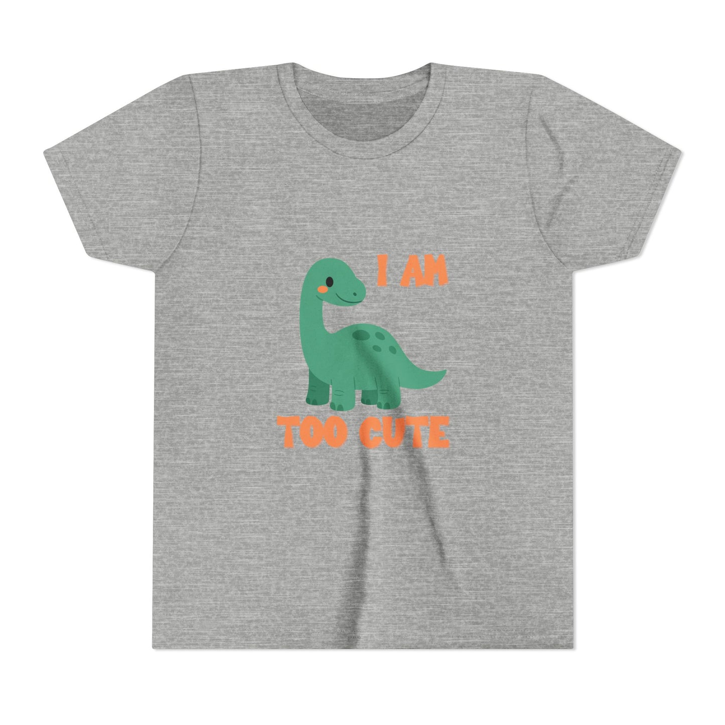 I AM TOO CUTE Youth Size T-Shirt for kids who love dinosaurs