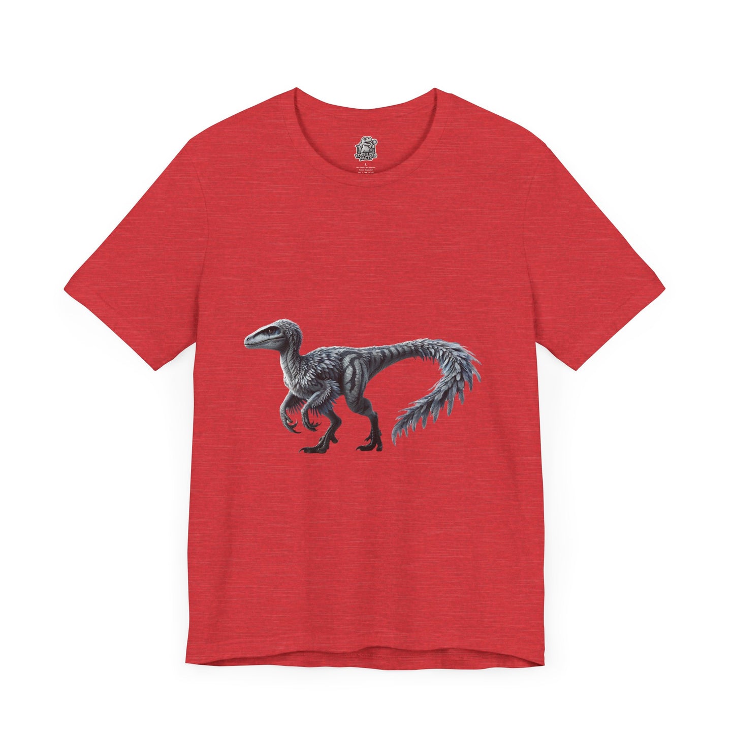Elegant Feathered Velociraptor Tee β Sleek Style in Striking Silver & Gray π¦πβοΈ - Unisex Jersey Short Sleeve Tee Super Comfy Dino T-Shirt Gift