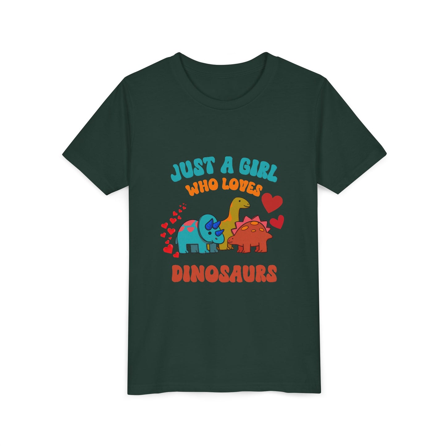 Just a Girl Who Loves Dinosaurs Youth Size T-Shirt Stem Tweens and Teens who Love Dinosaurs Tshirts