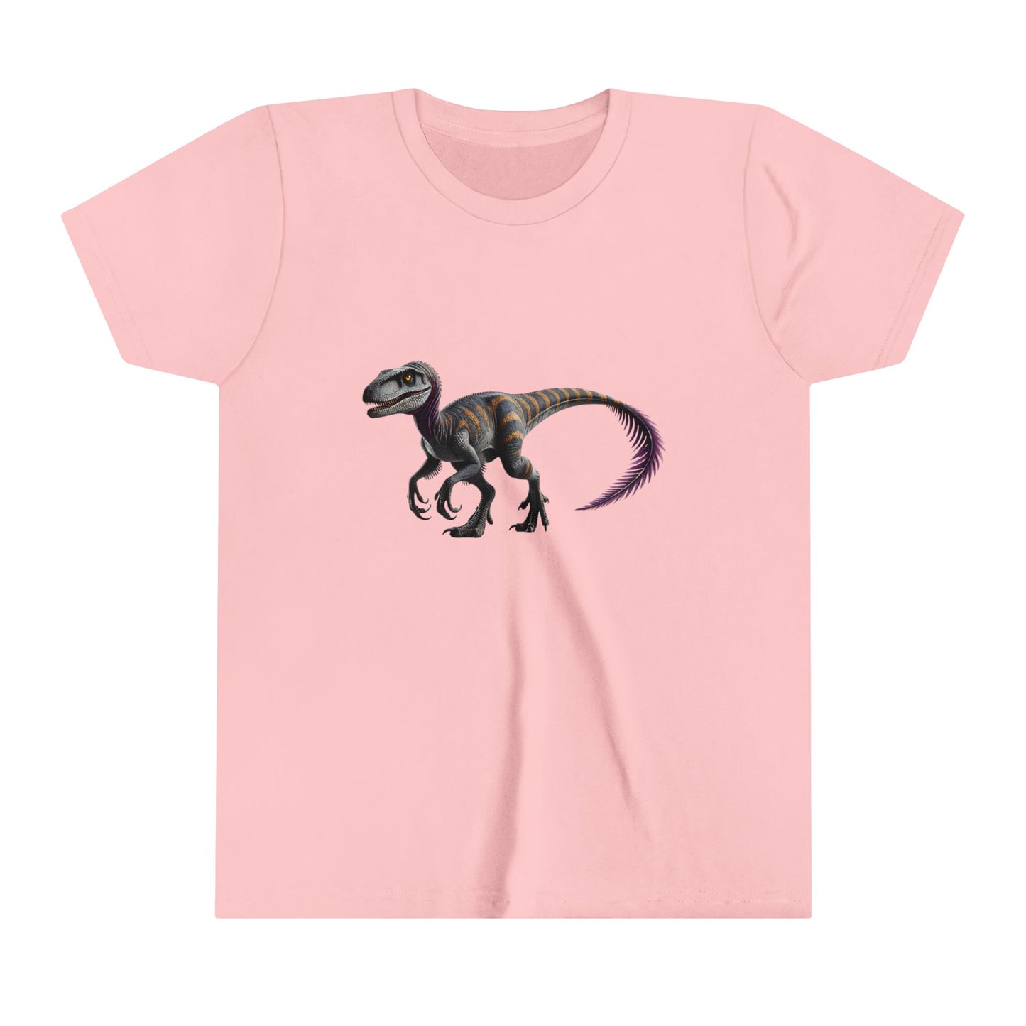 Youth Bold Blue Striped Velociraptor Tee β For Dino Lovers Ready to Roar into Adventure! π¦π - Unisex Jersey Short Sleeve Tee Super Comfy Dino T-Shirt Gift