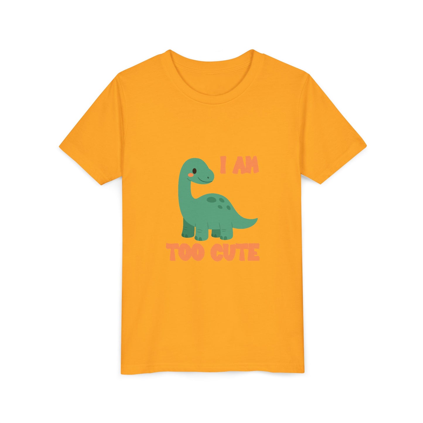 I AM TOO CUTE Youth Size T-Shirt for kids who love dinosaurs