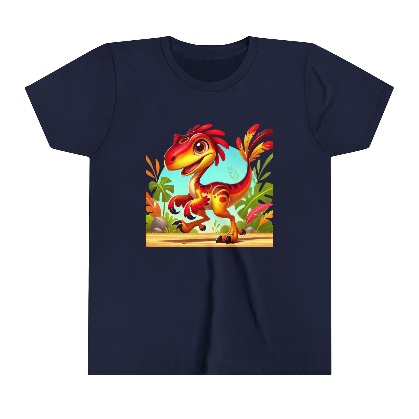 Youth Vibrant Jungle Velociraptor Tee β Fun, Fierce, and Full of Color! π¦πΊπΏ - Unisex Jersey Short Sleeve Tee Super Comfy Dino T-Shirt Gift