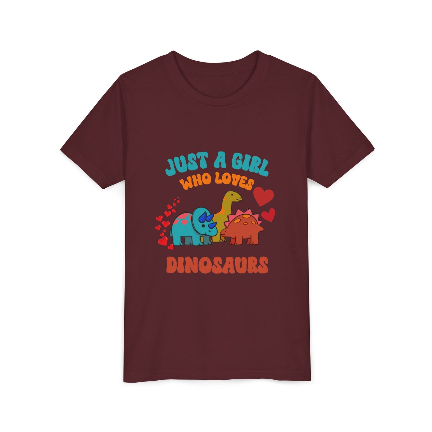 Just a Girl Who Loves Dinosaurs Youth Size T-Shirt Stem Tweens and Teens who Love Dinosaurs Tshirts