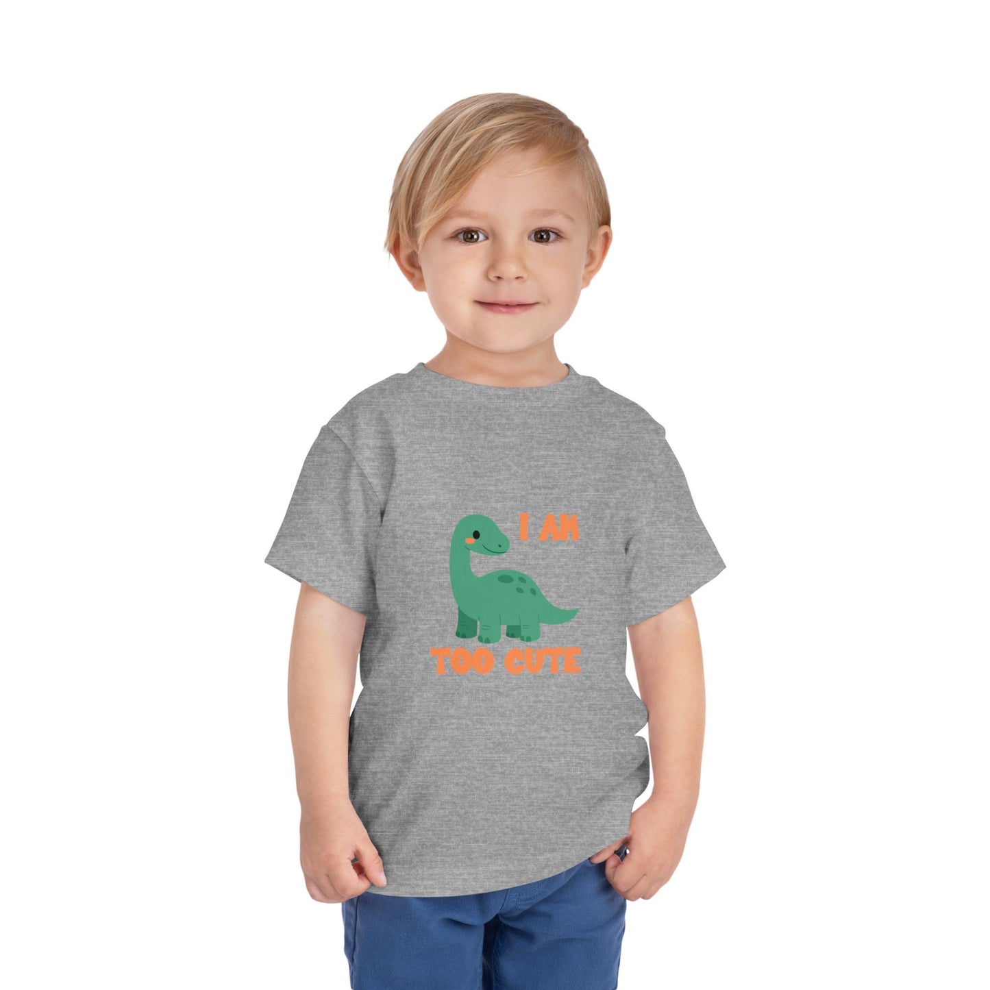 I AM TOO CUTE Toddler Size T-Shirt for kids who love dinosaurs