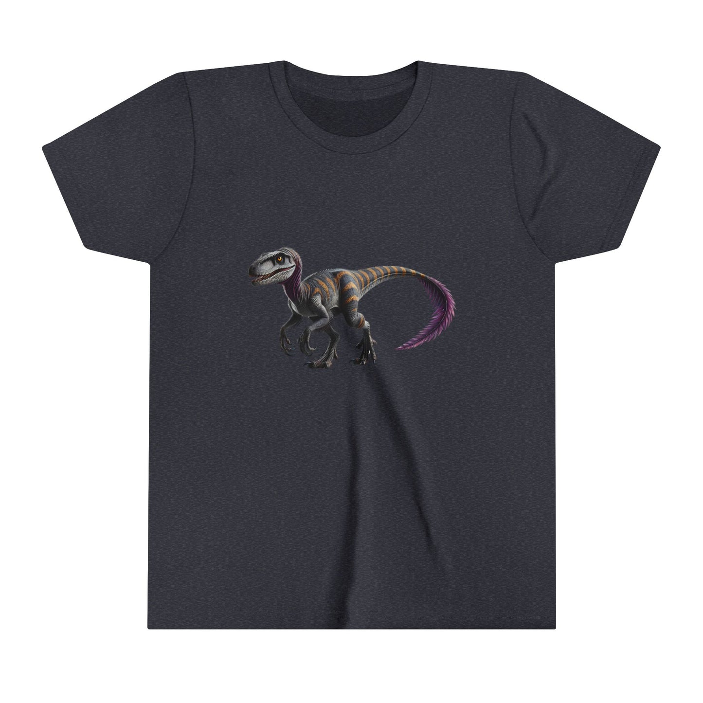 Youth Bold Blue Striped Velociraptor Tee β For Dino Lovers Ready to Roar into Adventure! π¦π - Unisex Jersey Short Sleeve Tee Super Comfy Dino T-Shirt Gift