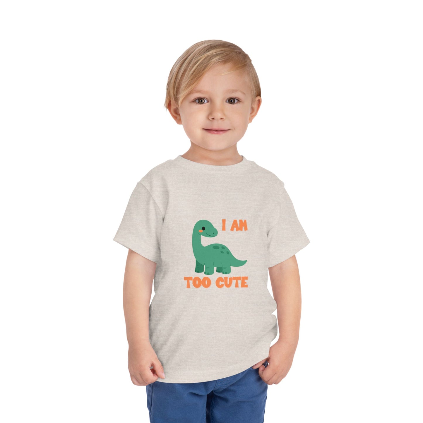 I AM TOO CUTE Toddler Size T-Shirt for kids who love dinosaurs