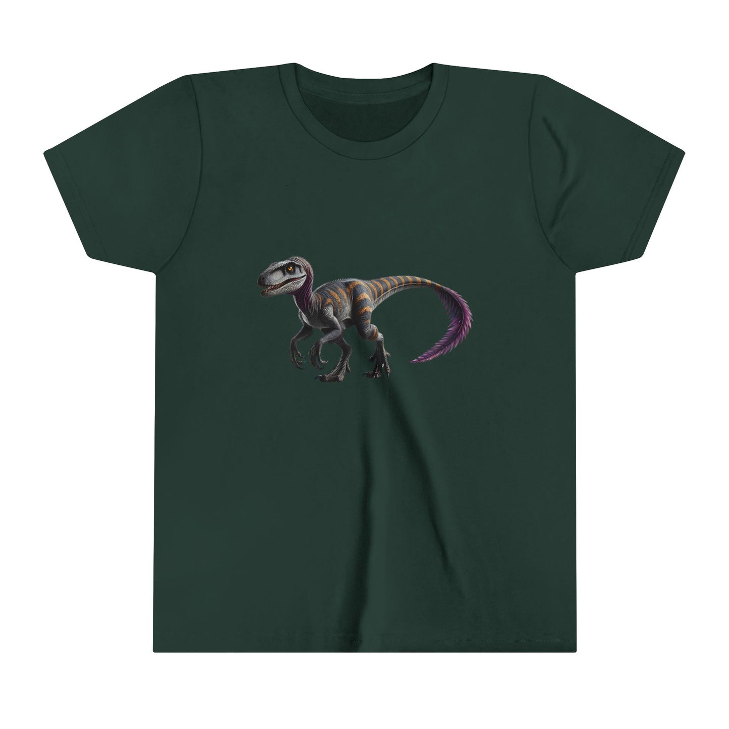 Youth Bold Blue Striped Velociraptor Tee β For Dino Lovers Ready to Roar into Adventure! π¦π - Unisex Jersey Short Sleeve Tee Super Comfy Dino T-Shirt Gift