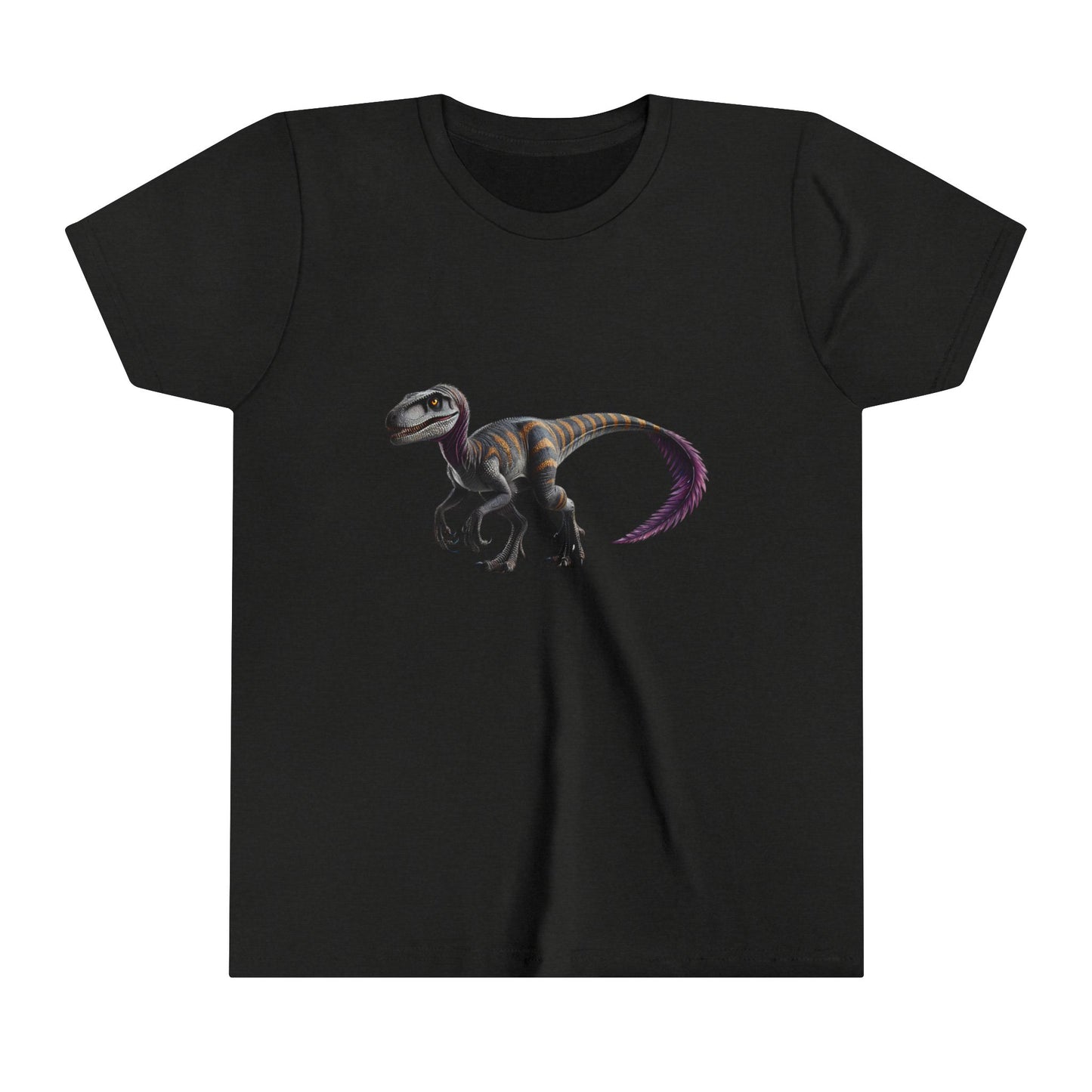 Youth Bold Blue Striped Velociraptor Tee β For Dino Lovers Ready to Roar into Adventure! π¦π - Unisex Jersey Short Sleeve Tee Super Comfy Dino T-Shirt Gift