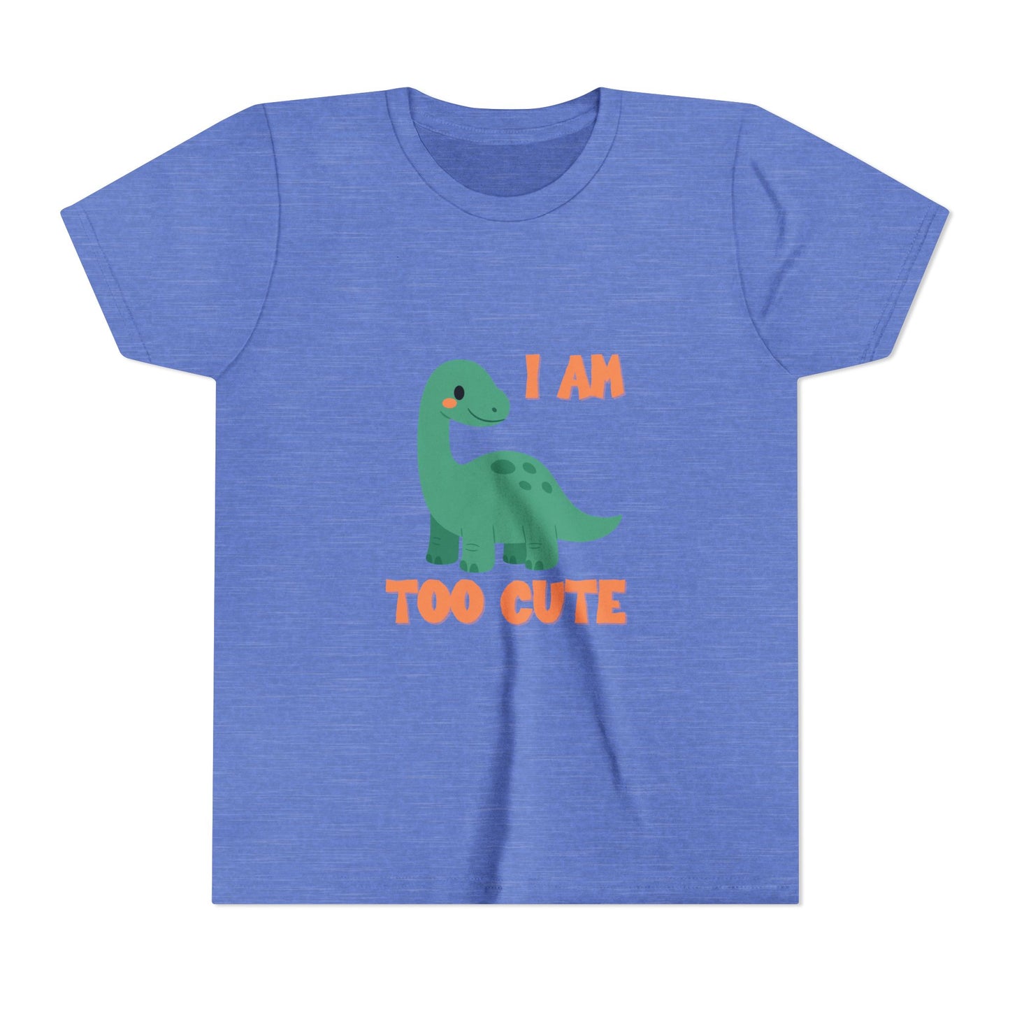 I AM TOO CUTE Youth Size T-Shirt for kids who love dinosaurs