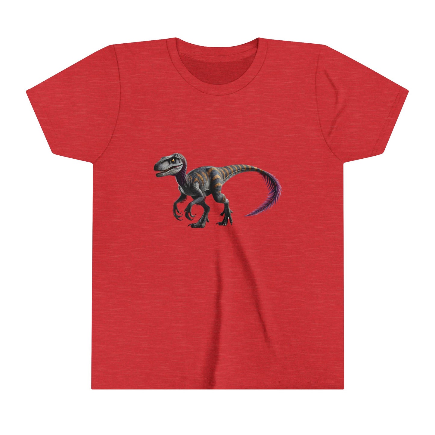 Youth Bold Blue Striped Velociraptor Tee β For Dino Lovers Ready to Roar into Adventure! π¦π - Unisex Jersey Short Sleeve Tee Super Comfy Dino T-Shirt Gift