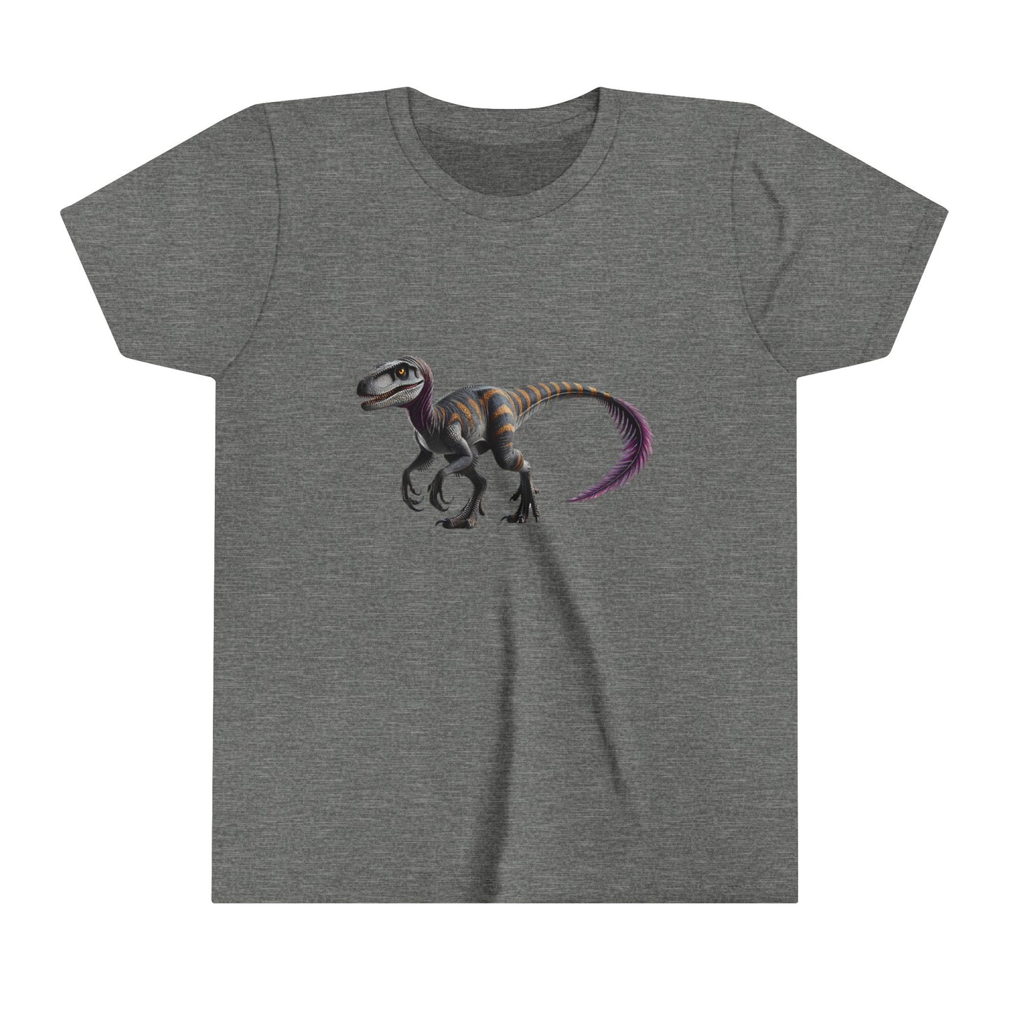 Youth Bold Blue Striped Velociraptor Tee β For Dino Lovers Ready to Roar into Adventure! π¦π - Unisex Jersey Short Sleeve Tee Super Comfy Dino T-Shirt Gift