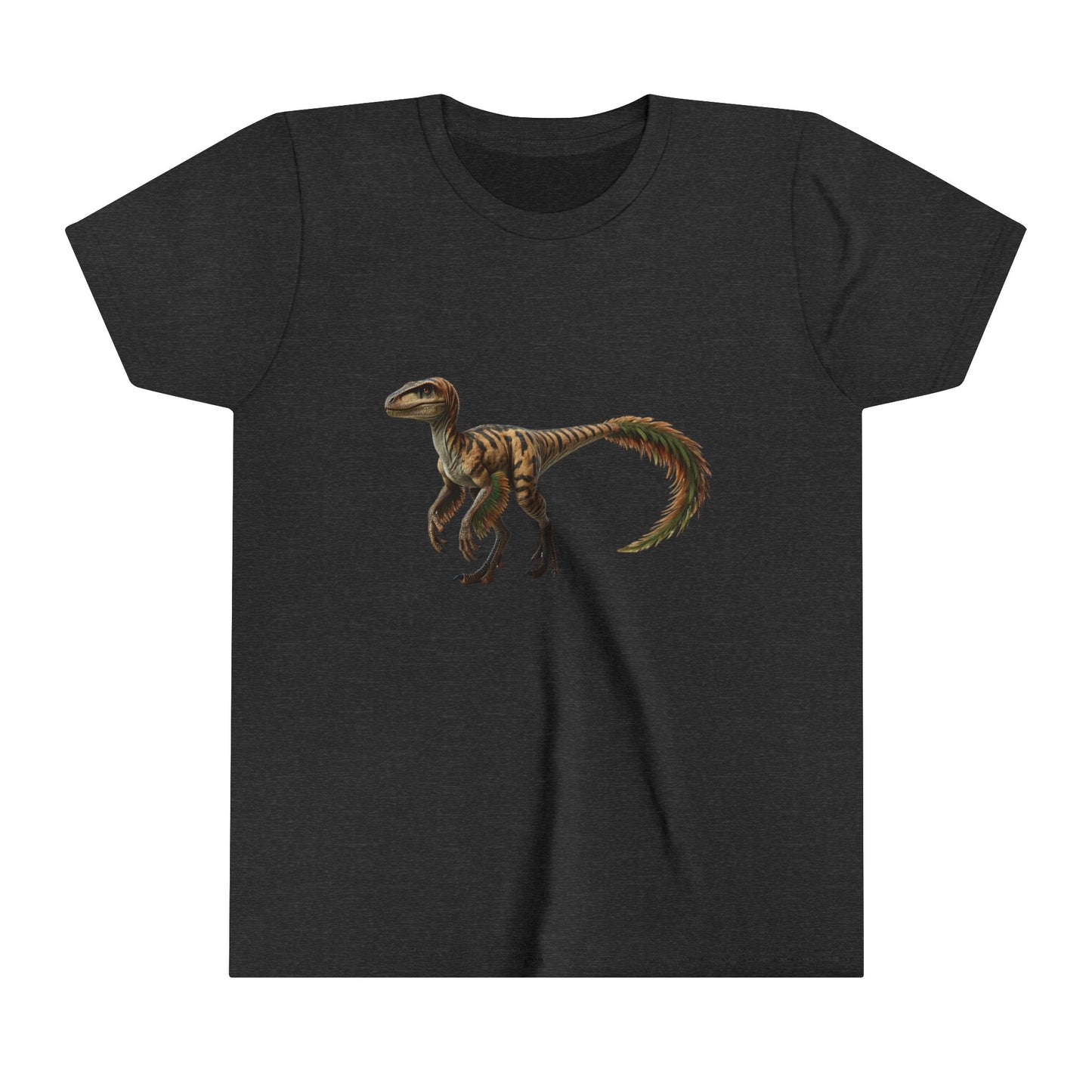 Youth Fiercely Feathered Velociraptor Tee β A Wild Splash of Style and Prehistoric Flair! π¦ππΏ - Unisex Jersey Short Sleeve Tee Super Comfy Dino T-Shirt Gift