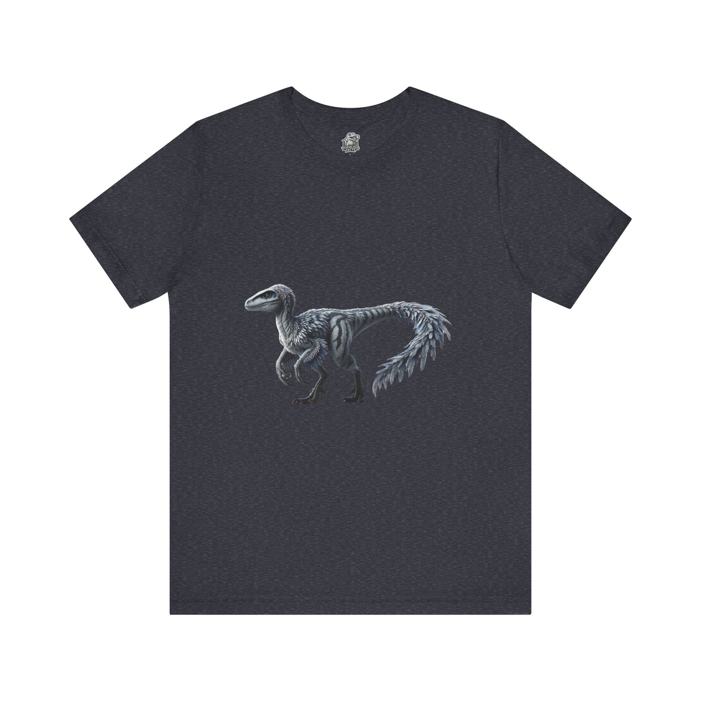 Elegant Feathered Velociraptor Tee β Sleek Style in Striking Silver & Gray π¦πβοΈ - Unisex Jersey Short Sleeve Tee Super Comfy Dino T-Shirt Gift