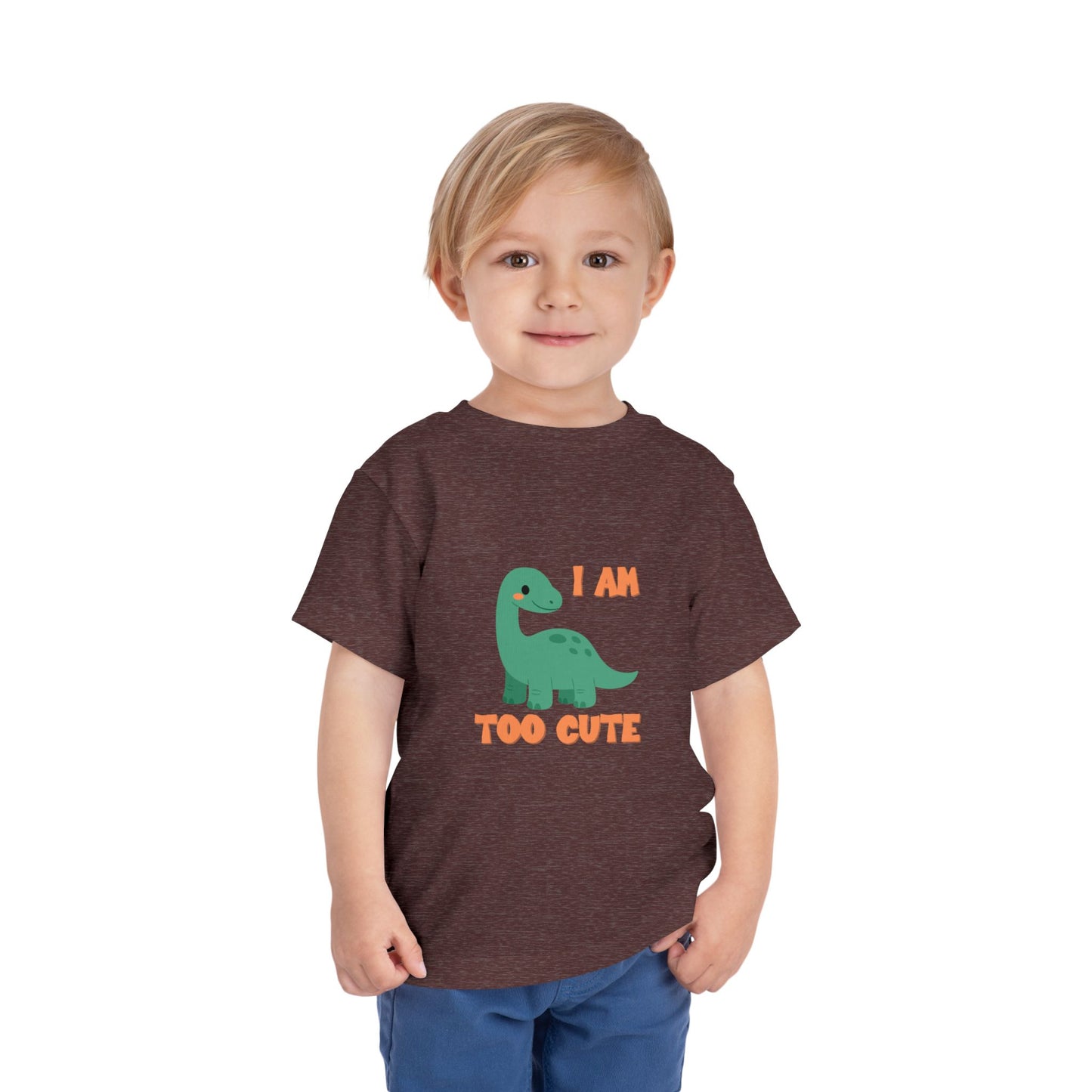 I AM TOO CUTE Toddler Size T-Shirt for kids who love dinosaurs