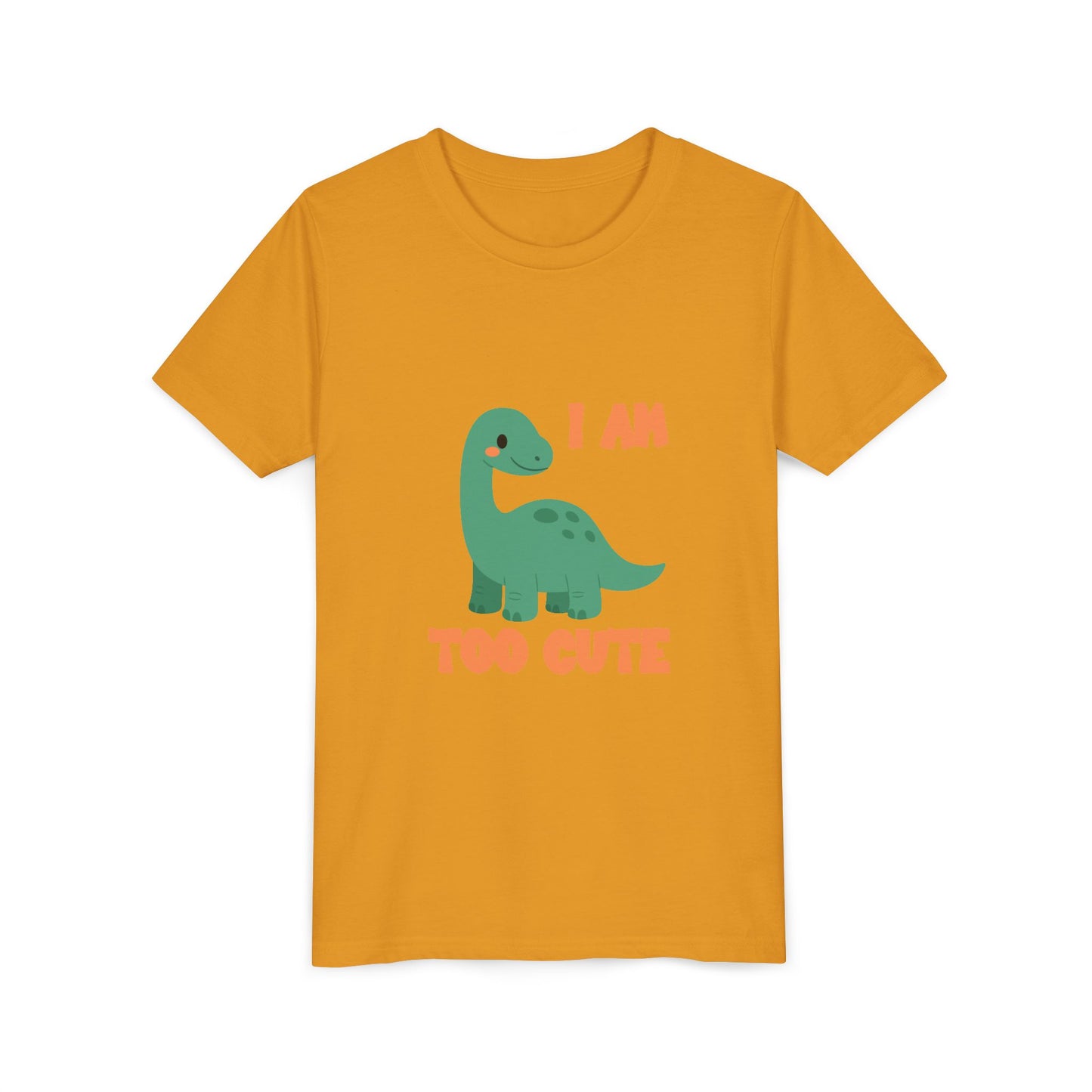 I AM TOO CUTE Youth Size T-Shirt for kids who love dinosaurs