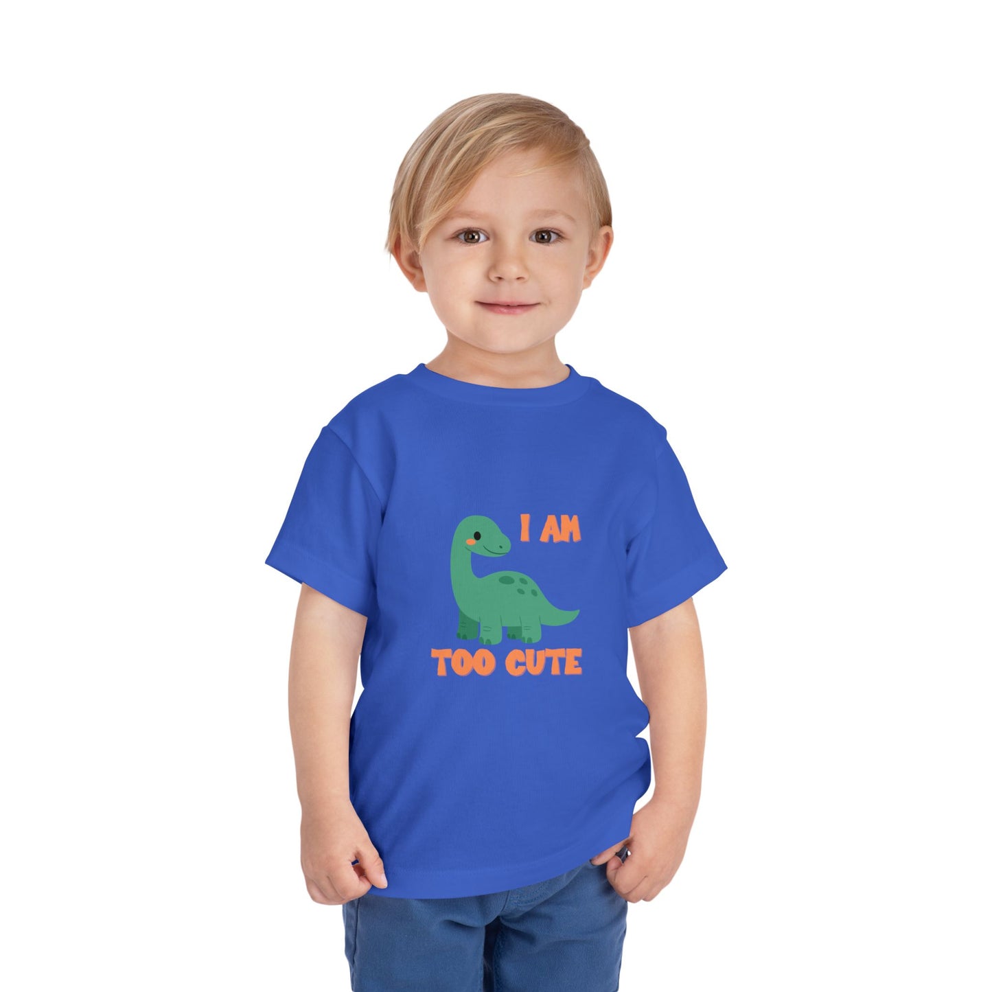 I AM TOO CUTE Toddler Size T-Shirt for kids who love dinosaurs