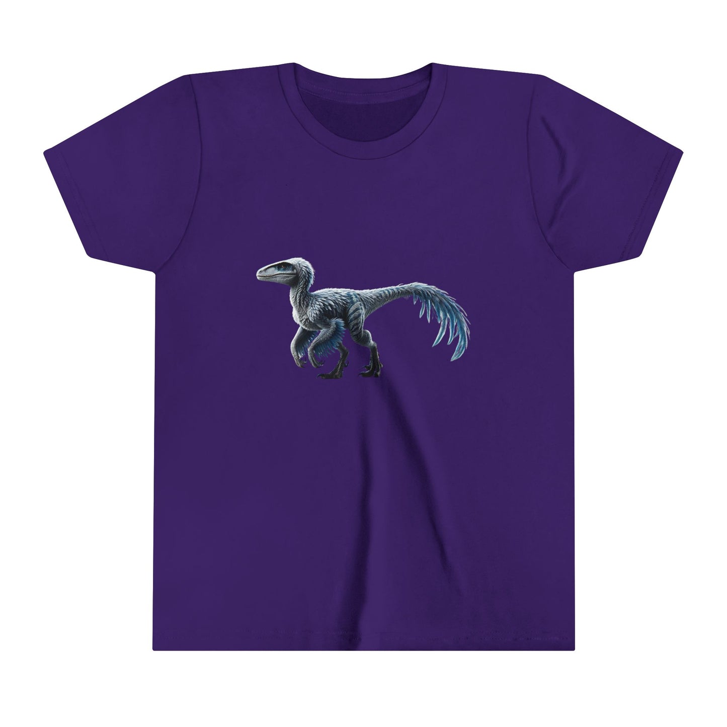 Youth Icy Blue Feathered Velociraptor Tee β Fierce Style in Cool Tones! π¦βοΈπ - Unisex Jersey Short Sleeve Tee Super Comfy Dino T-Shirt Gift
