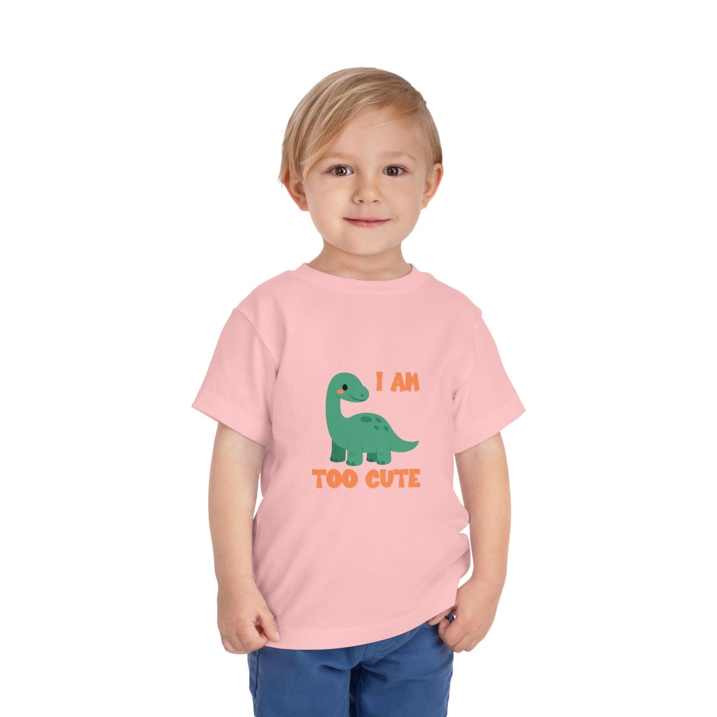 I AM TOO CUTE Toddler Size T-Shirt for kids who love dinosaurs