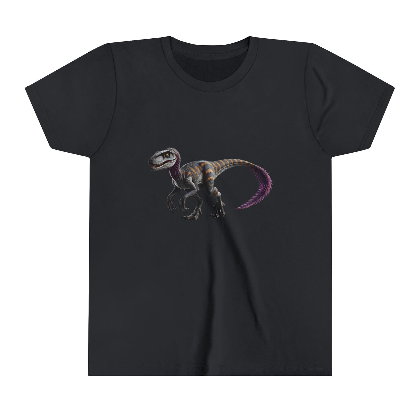 Youth Bold Blue Striped Velociraptor Tee β For Dino Lovers Ready to Roar into Adventure! π¦π - Unisex Jersey Short Sleeve Tee Super Comfy Dino T-Shirt Gift