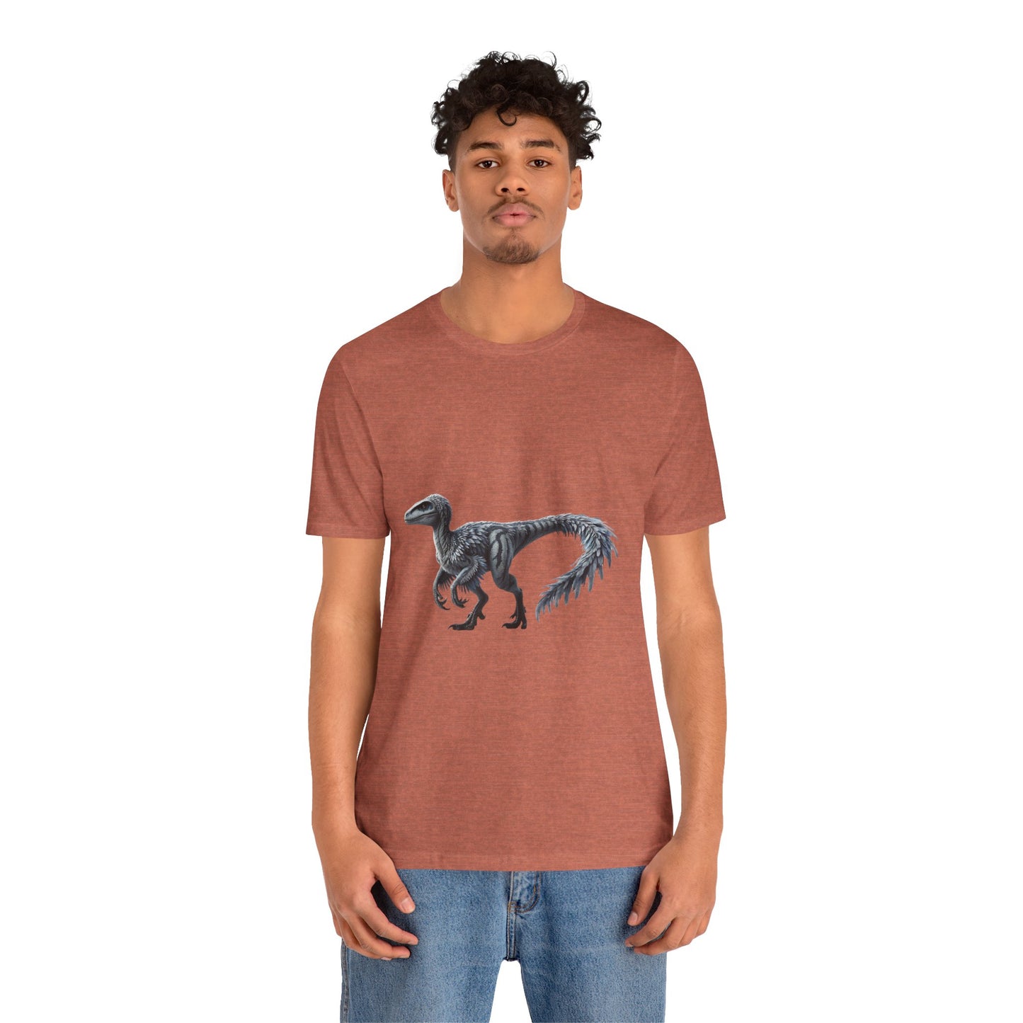 Elegant Feathered Velociraptor Tee β Sleek Style in Striking Silver & Gray π¦πβοΈ - Unisex Jersey Short Sleeve Tee Super Comfy Dino T-Shirt Gift