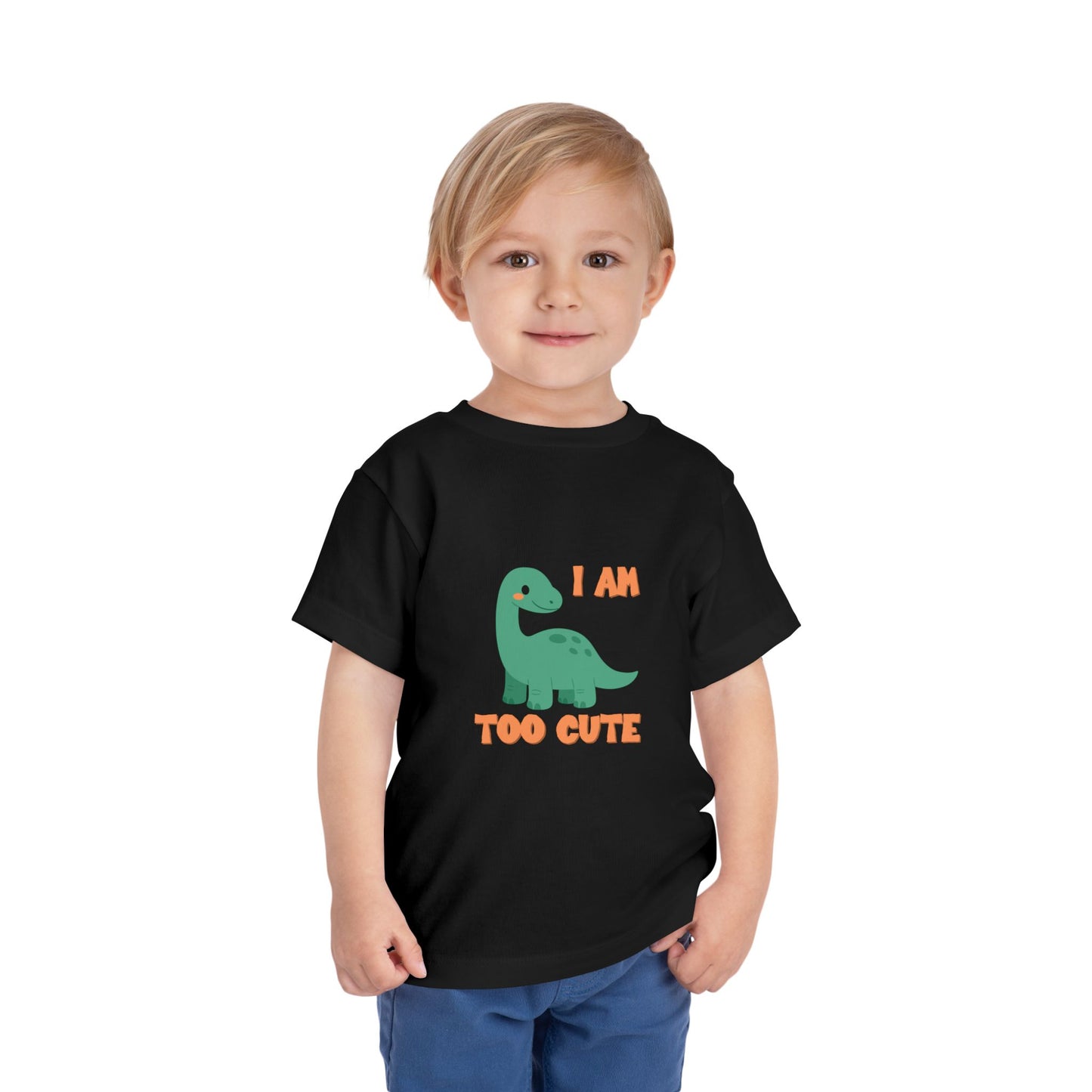I AM TOO CUTE Toddler Size T-Shirt for kids who love dinosaurs