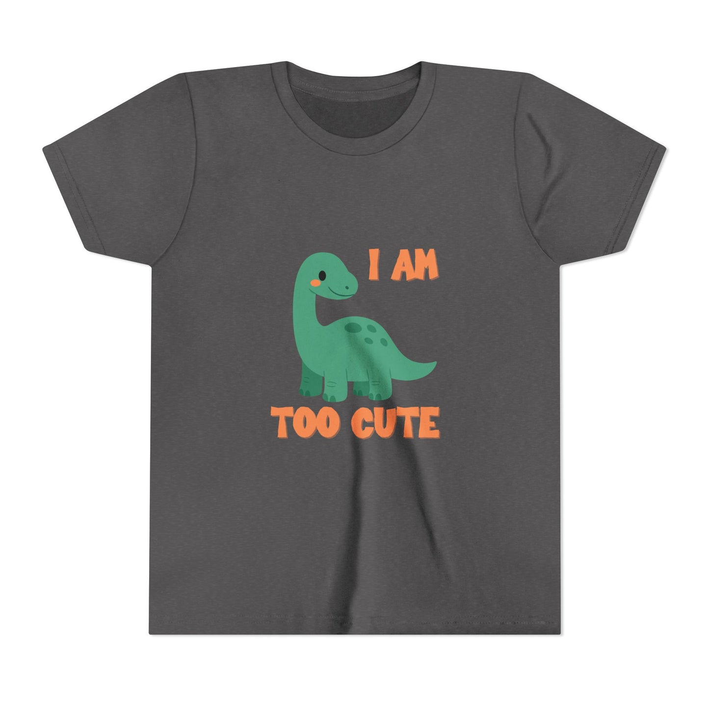 I AM TOO CUTE Youth Size T-Shirt for kids who love dinosaurs
