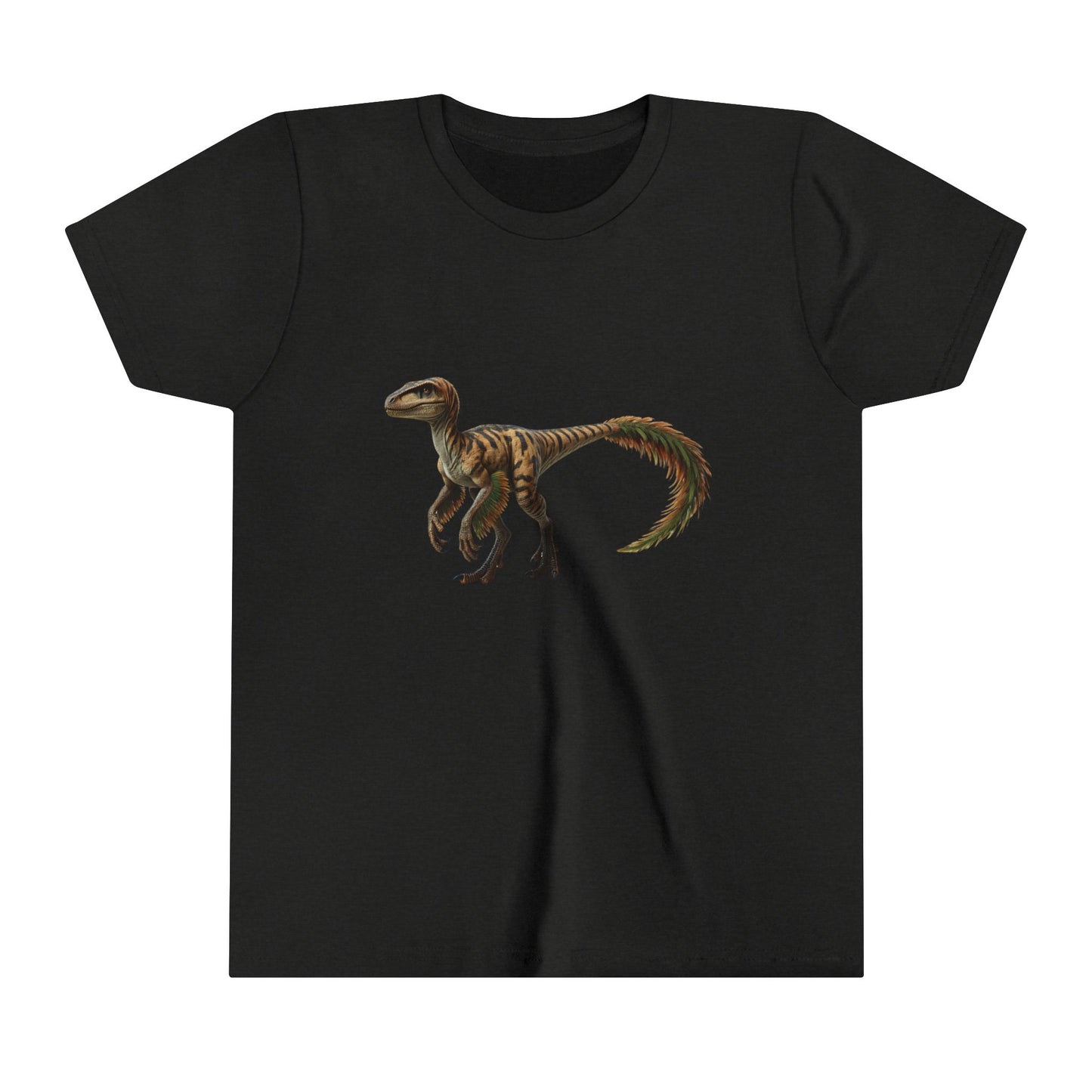 Youth Fiercely Feathered Velociraptor Tee β A Wild Splash of Style and Prehistoric Flair! π¦ππΏ - Unisex Jersey Short Sleeve Tee Super Comfy Dino T-Shirt Gift