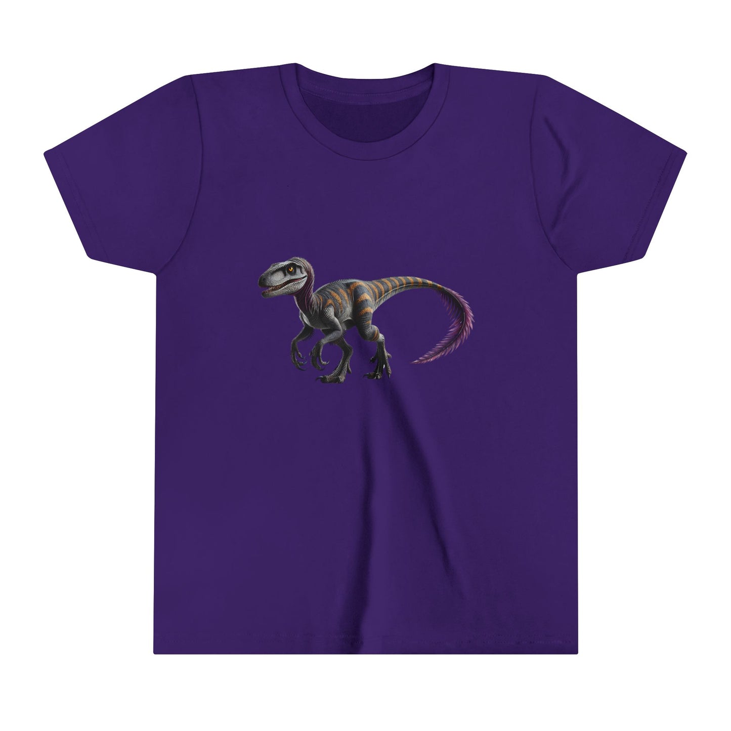 Youth Bold Blue Striped Velociraptor Tee β For Dino Lovers Ready to Roar into Adventure! π¦π - Unisex Jersey Short Sleeve Tee Super Comfy Dino T-Shirt Gift