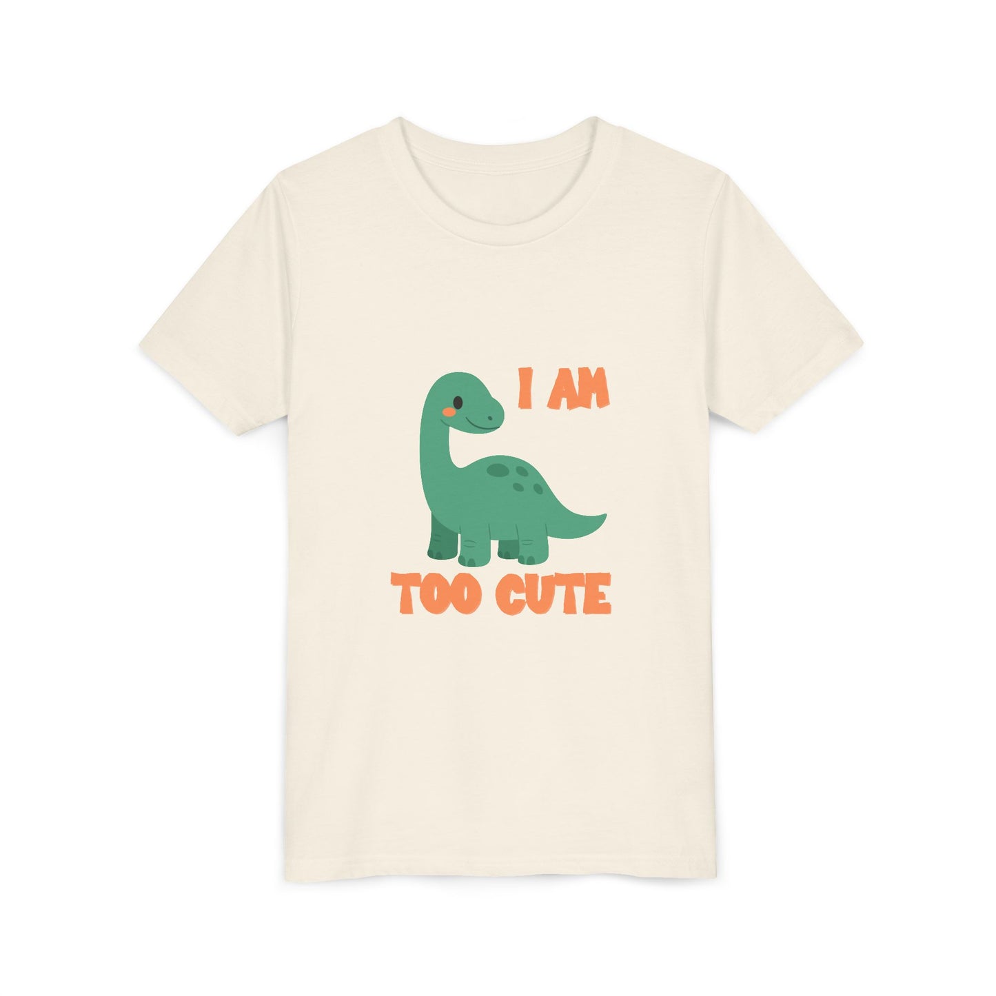 I AM TOO CUTE Youth Size T-Shirt for kids who love dinosaurs
