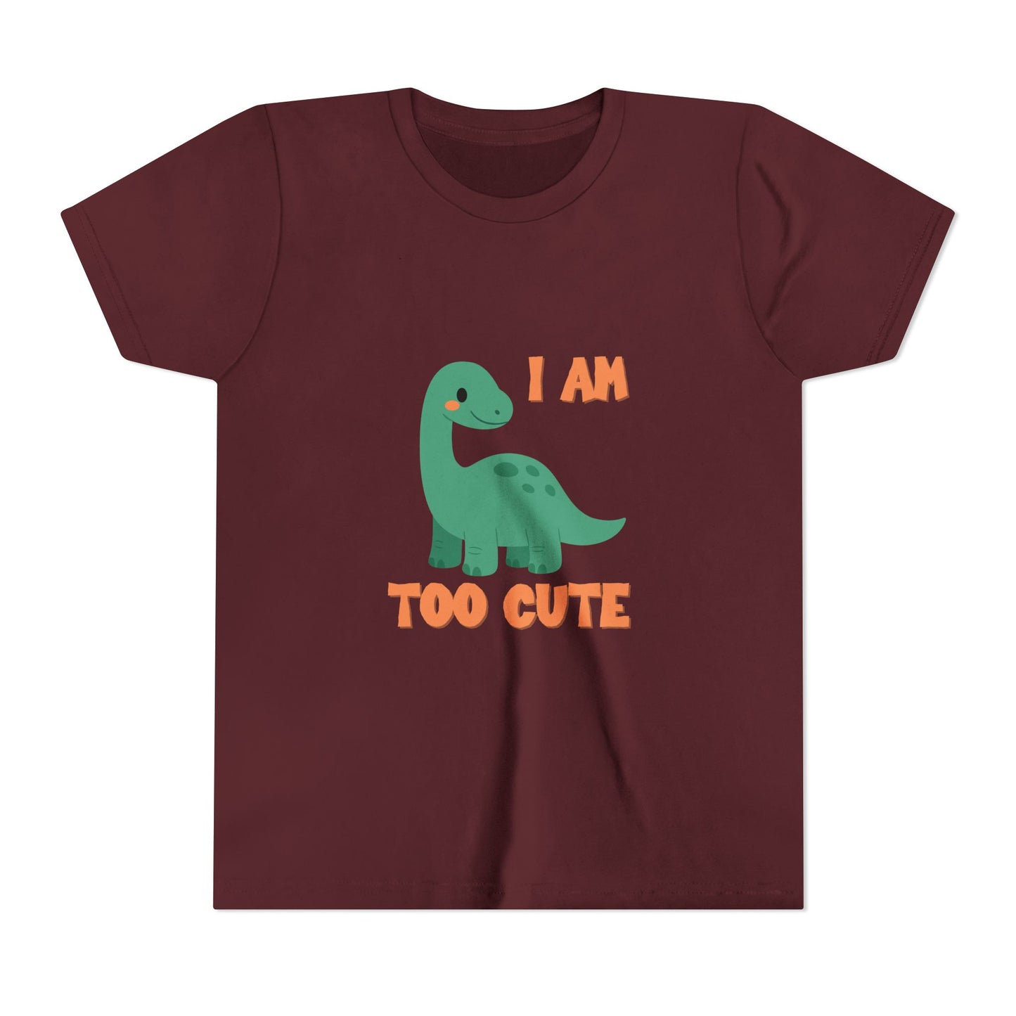 I AM TOO CUTE Youth Size T-Shirt for kids who love dinosaurs