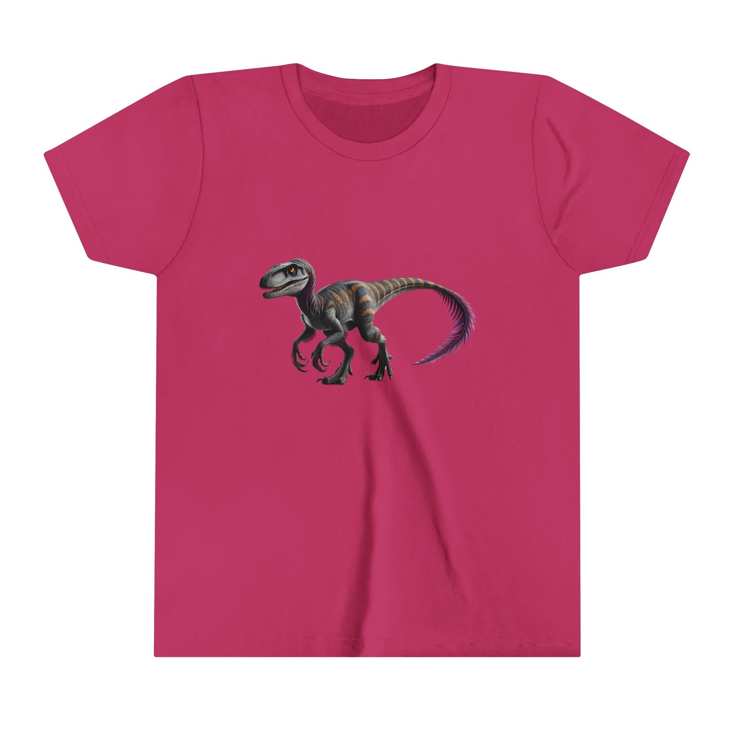 Youth Bold Blue Striped Velociraptor Tee β For Dino Lovers Ready to Roar into Adventure! π¦π - Unisex Jersey Short Sleeve Tee Super Comfy Dino T-Shirt Gift