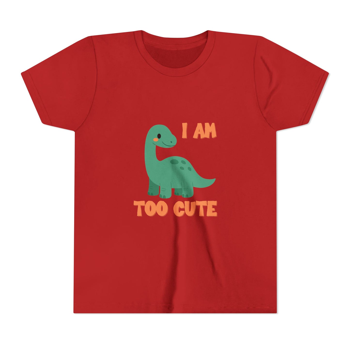 I AM TOO CUTE Youth Size T-Shirt for kids who love dinosaurs
