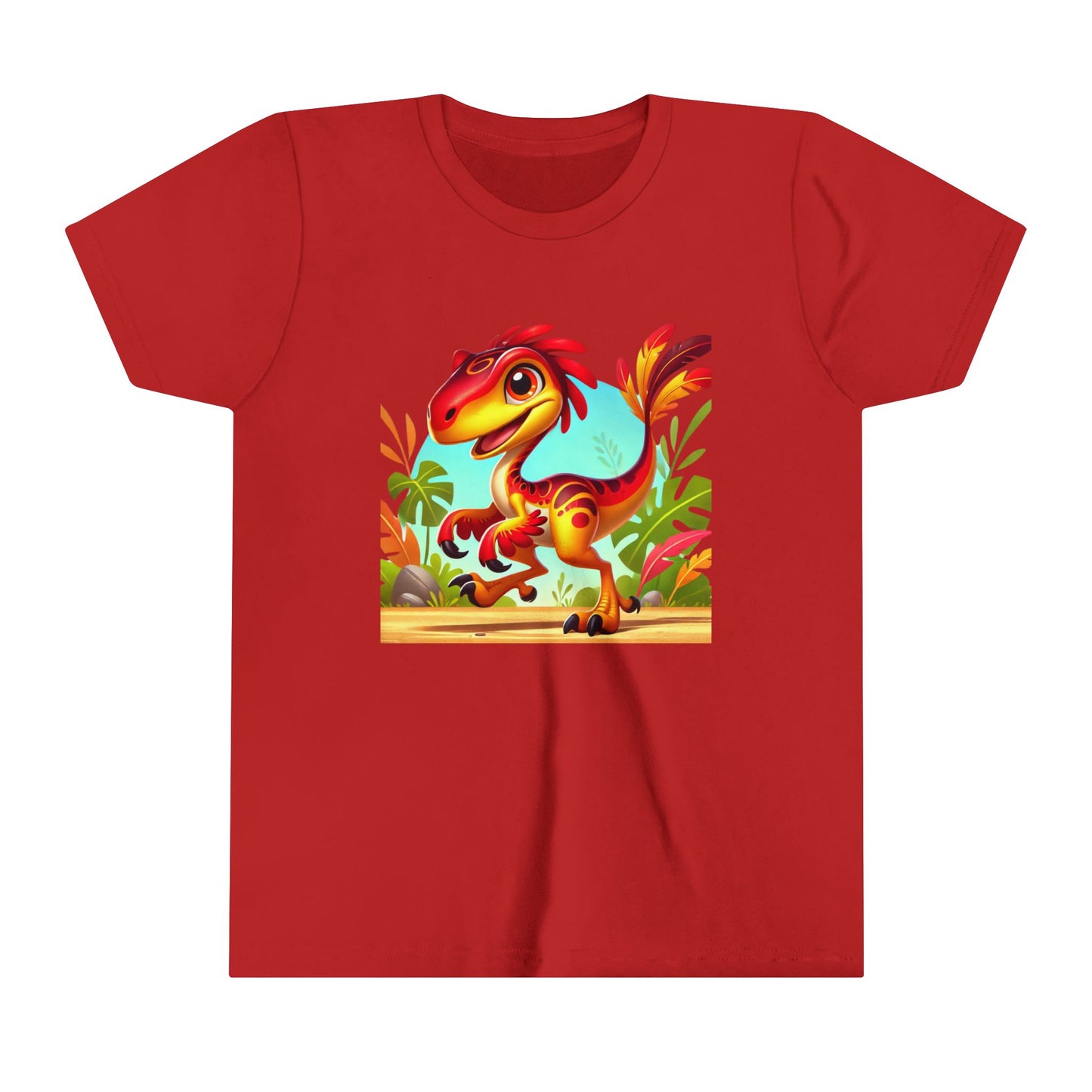 Youth Vibrant Jungle Velociraptor Tee β Fun, Fierce, and Full of Color! π¦πΊπΏ - Unisex Jersey Short Sleeve Tee Super Comfy Dino T-Shirt Gift