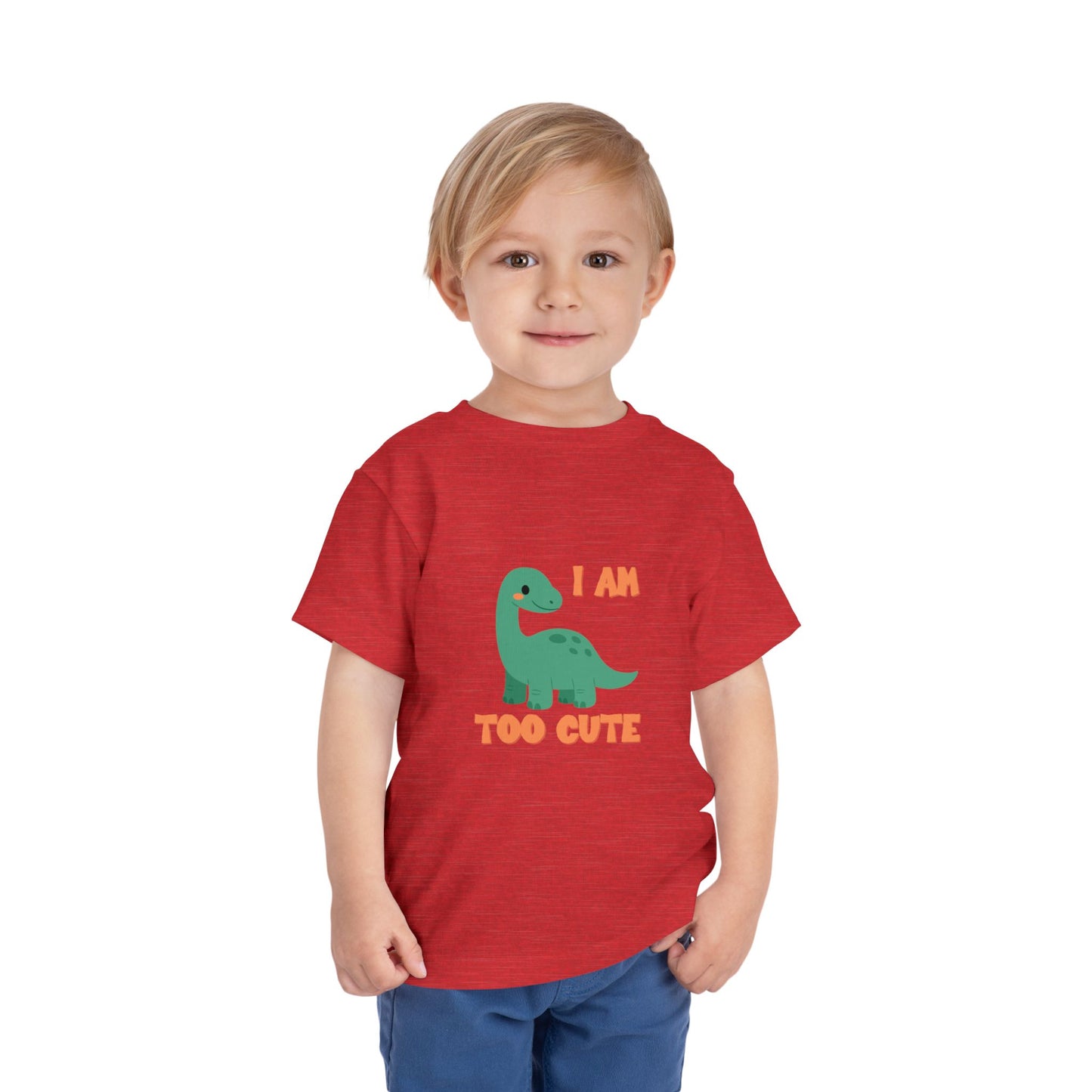 I AM TOO CUTE Toddler Size T-Shirt for kids who love dinosaurs