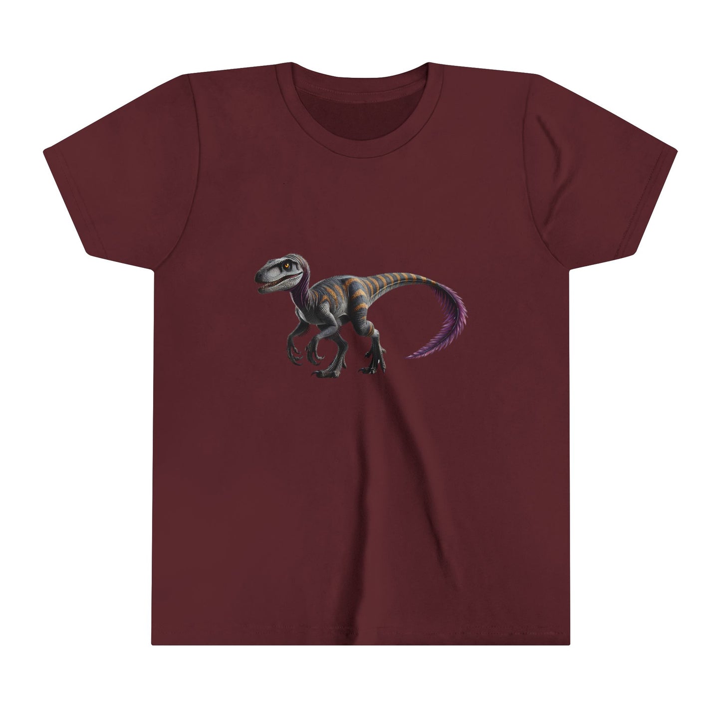 Youth Bold Blue Striped Velociraptor Tee β For Dino Lovers Ready to Roar into Adventure! π¦π - Unisex Jersey Short Sleeve Tee Super Comfy Dino T-Shirt Gift