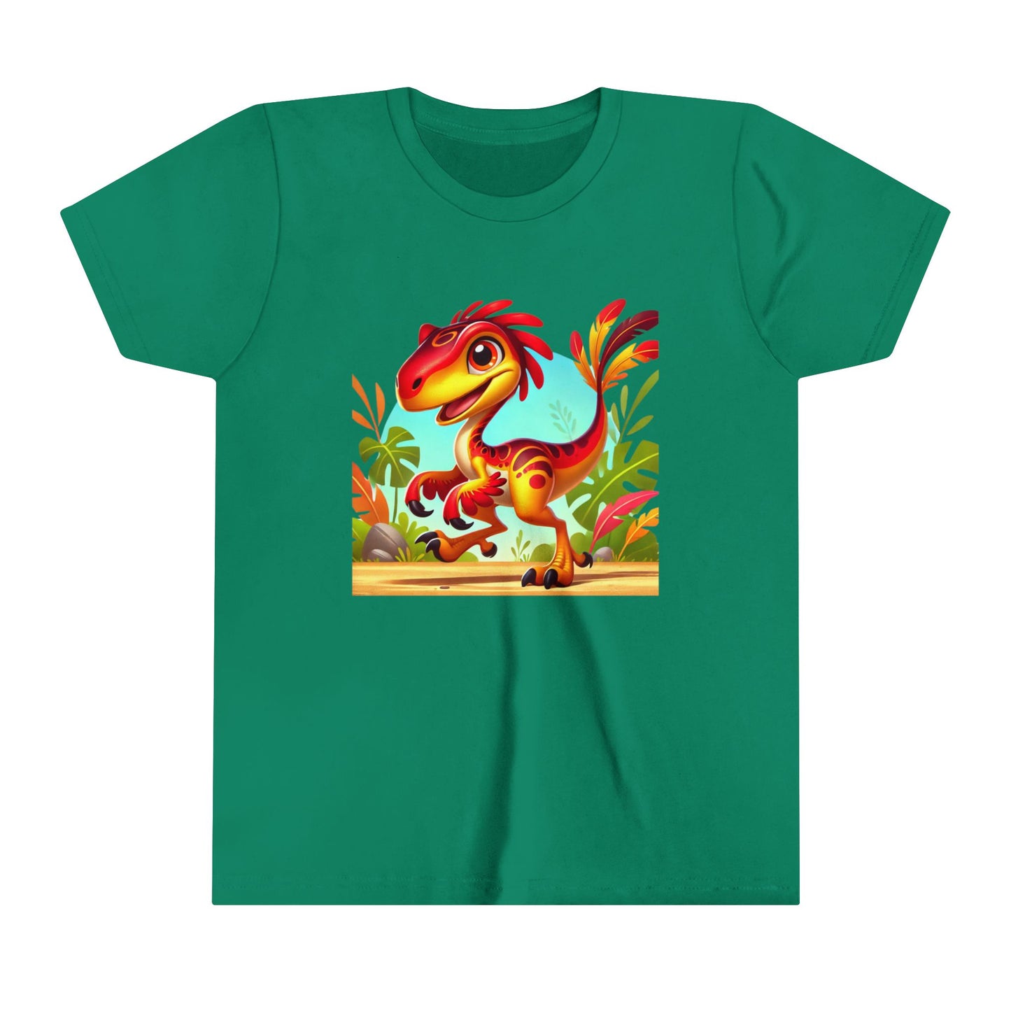 Youth Vibrant Jungle Velociraptor Tee β Fun, Fierce, and Full of Color! π¦πΊπΏ - Unisex Jersey Short Sleeve Tee Super Comfy Dino T-Shirt Gift