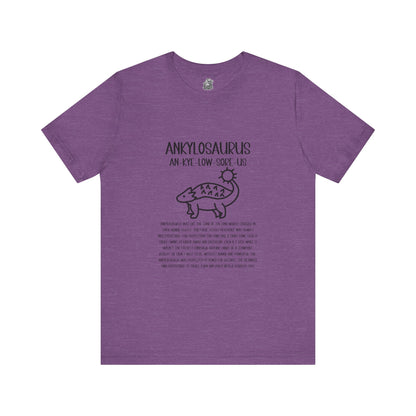 Cute Ankylosaurus Detailed with Black Graphics - Unisex Jersey Short Sleeve Tee Super Comfy Dino T-Shirt Gift