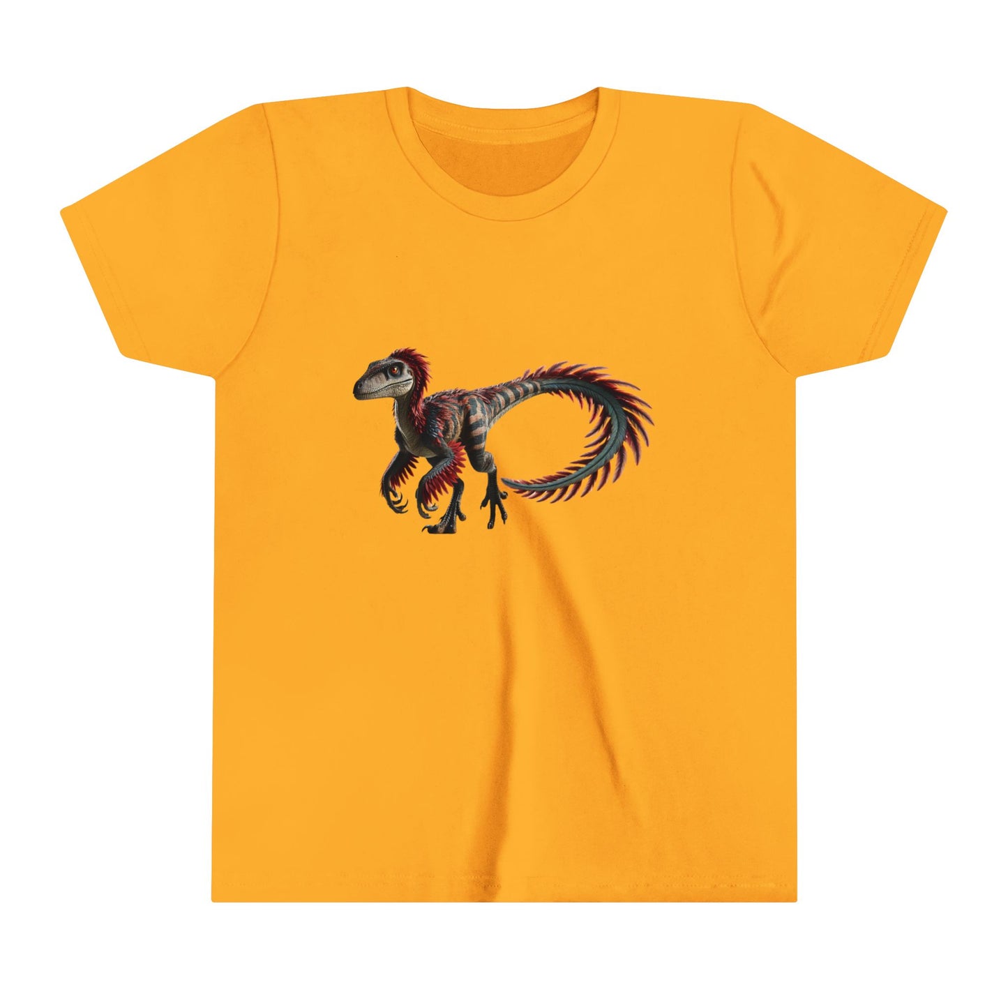 Youth Wild & Feathered Velociraptor Tee – Bold Jungle Vibes and Fierce Dino Style! 🦖🌿🔥 - Unisex Jersey Short Sleeve Tee Super Comfy Dino T-Shirt Gift