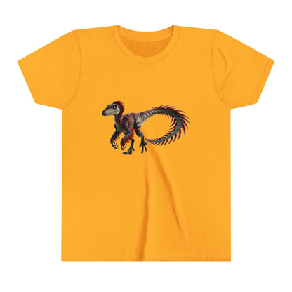 Youth Wild & Feathered Velociraptor Tee – Bold Jungle Vibes and Fierce Dino Style! 🦖🌿🔥 - Unisex Jersey Short Sleeve Tee Super Comfy Dino T-Shirt Gift