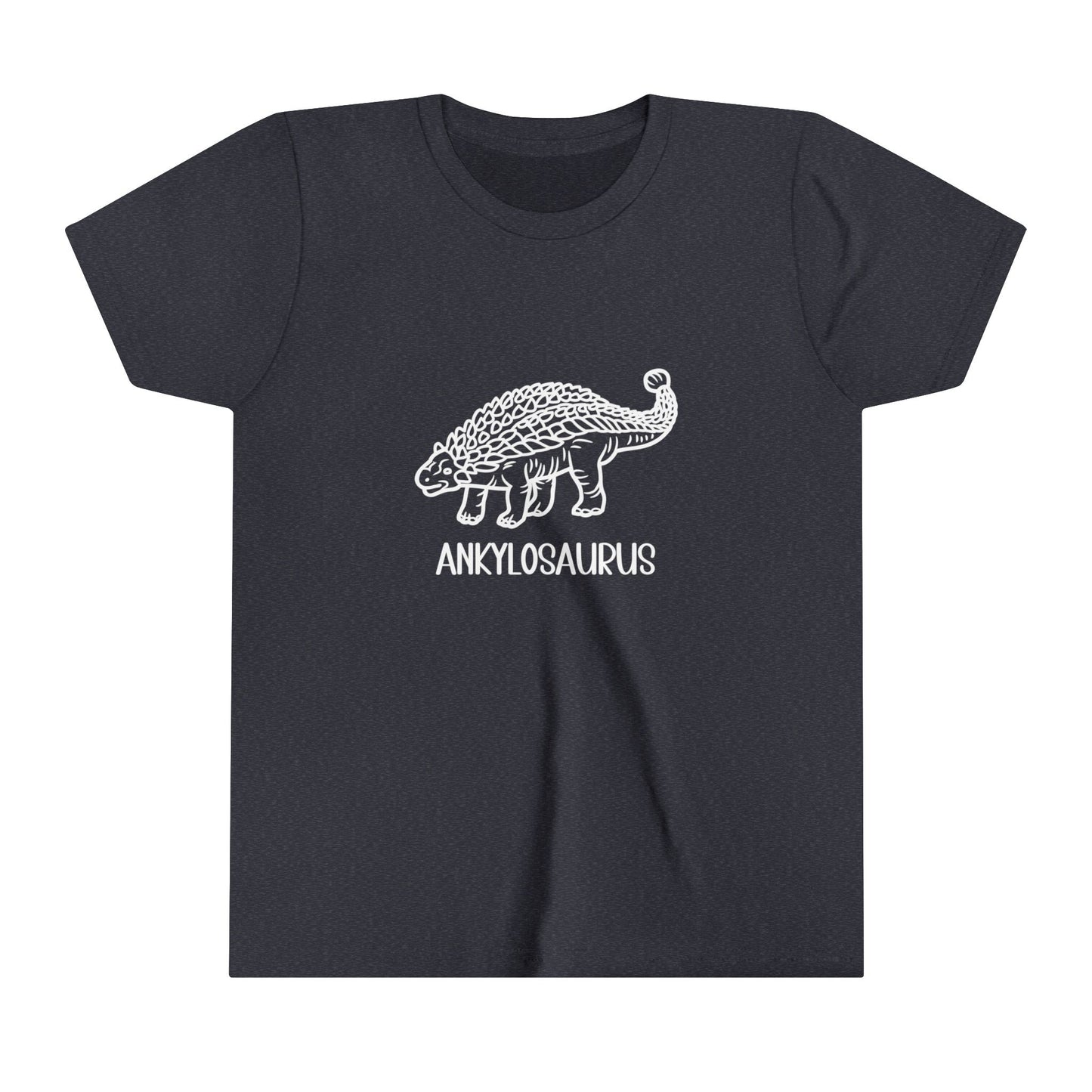 Youth Outlined Ankylosaurus T-Shirt with White Graphics - Unisex Jersey Short Sleeve Tee Super Comfy Dino T-Shirt Gift