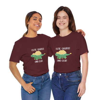 Ankylosaurus Cutie Saurus Dino Club Green - White Graphic - Unisex Jersey Short Sleeve Tee Super Comfy Dino T-Shirt Gift