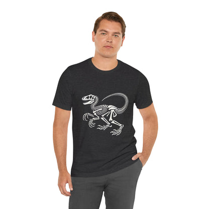 Classic Velociraptor Skeleton Tee – Bold Fossil Design for Dino Fans! 🦖🦴⚒️ - Unisex Jersey Short Sleeve Tee Super Comfy Dino T-Shirt Gift