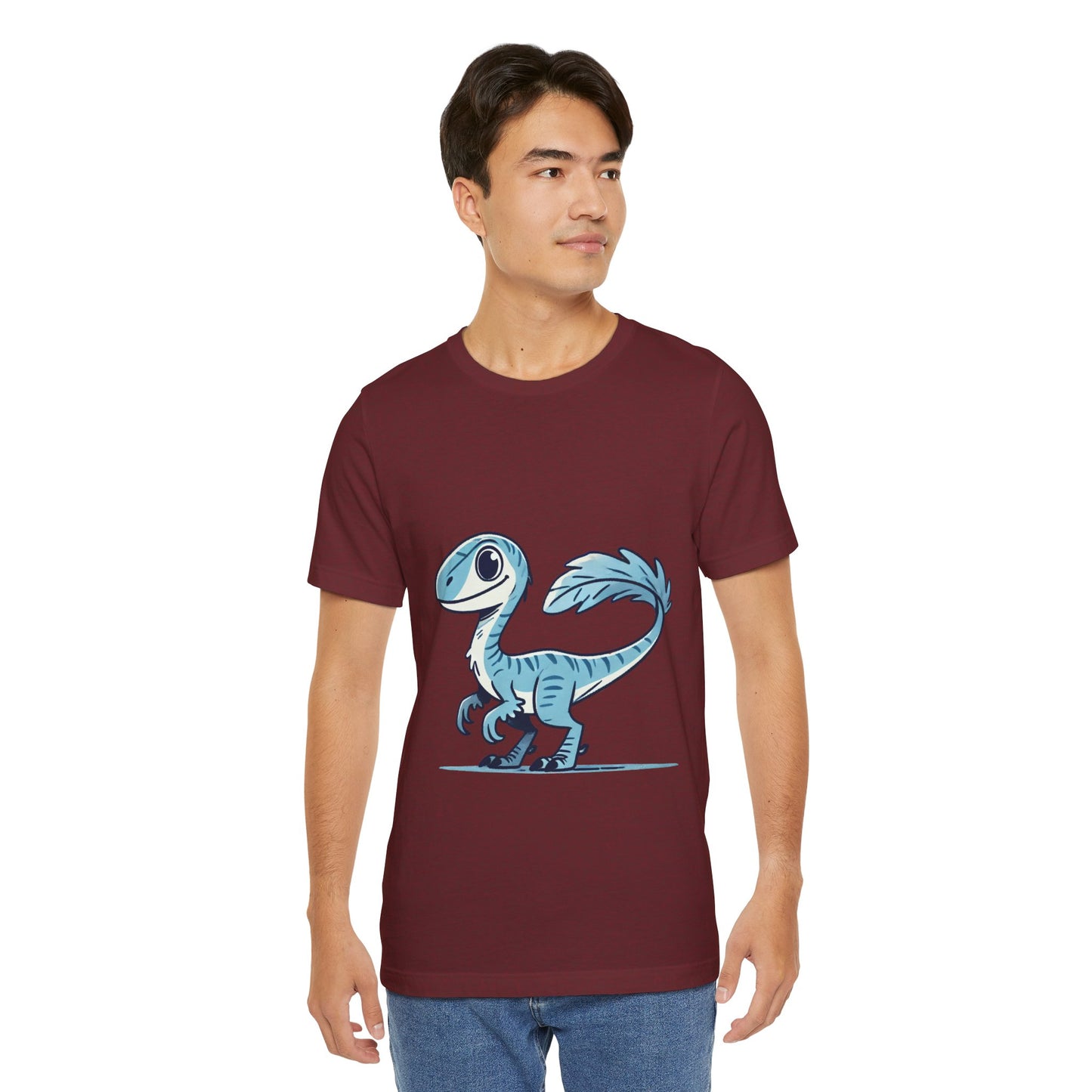 Charming Blue Velociraptor Tee – Cool Dino Style with a Playful Twist! 🦖💙❄️ - Unisex Jersey Short Sleeve Tee Super Comfy Dino T-Shirt Gift