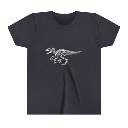 Youth Detailed Velociraptor Skeleton Tee – Fossil-Inspired Style for Dino Fans! 🦖🦴⚒️- Unisex Jersey Short Sleeve Tee Super Comfy Dino T-Shirt Gift